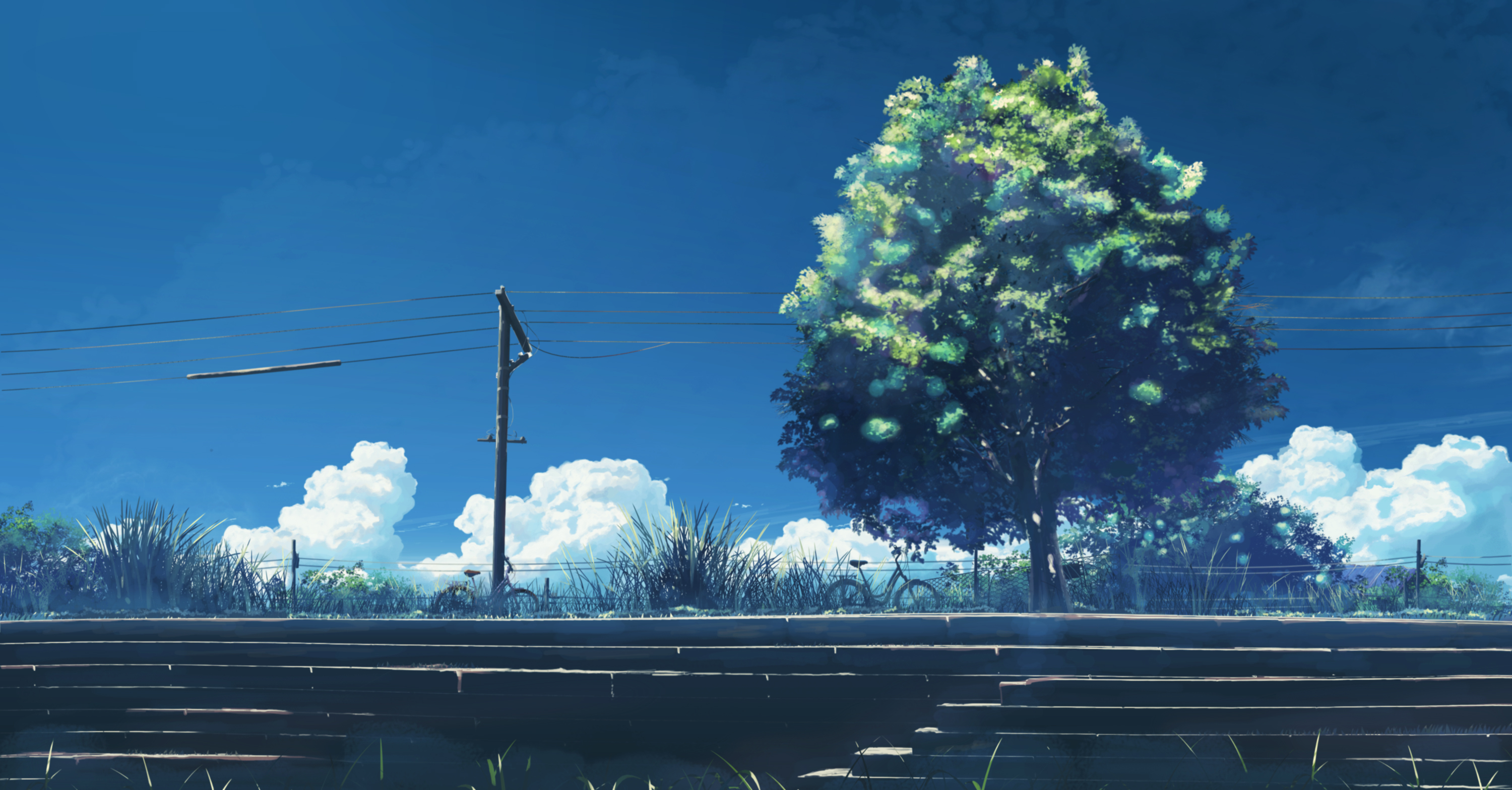 Free download wallpaper Anime, Tree, Scenic on your PC desktop