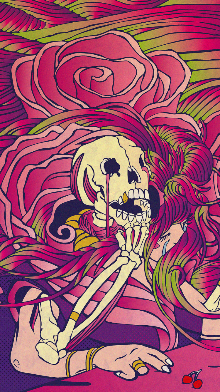 Download mobile wallpaper Artistic, Skull, Psychedelic for free.