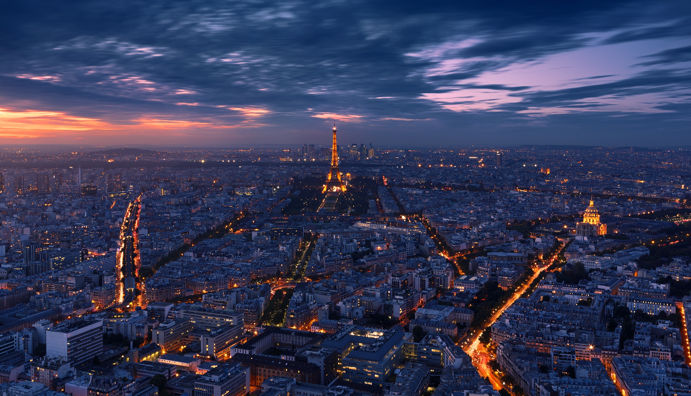 Download mobile wallpaper Cities, Night, Paris, Eiffel Tower, City, Building, Horizon, France, Cityscape, Man Made for free.