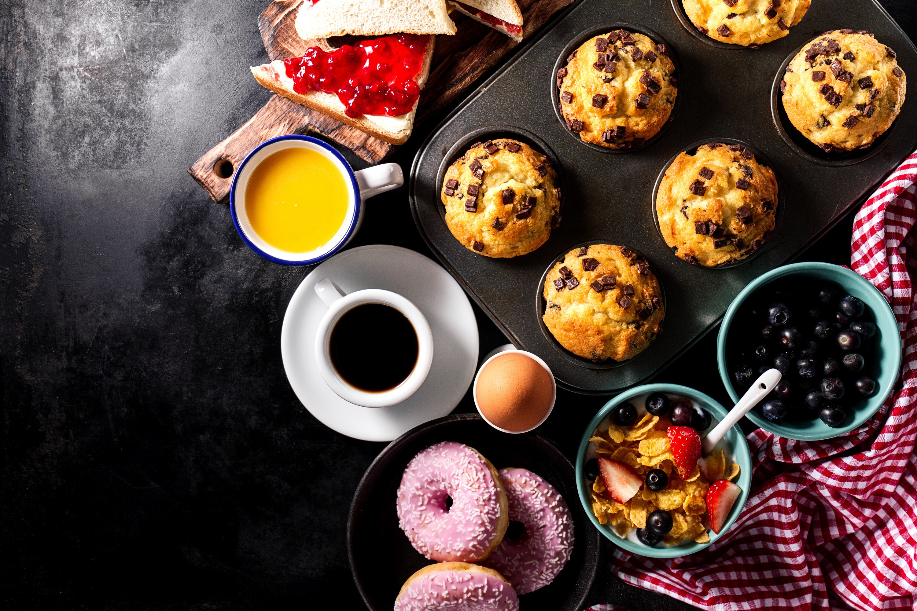 Download mobile wallpaper Food, Coffee, Still Life, Sweets, Doughnut, Cupcake, Muffin, Breakfast for free.