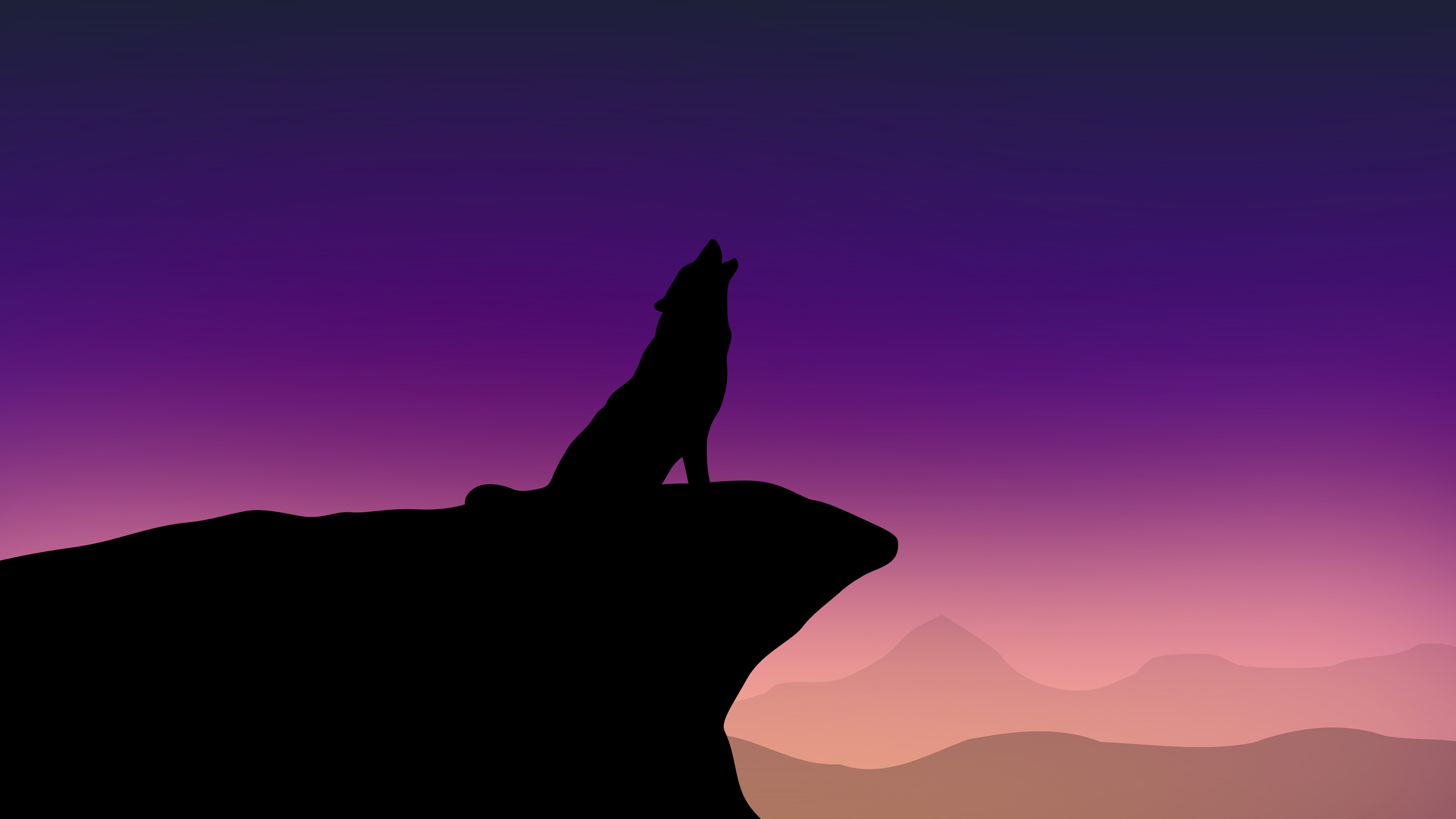無料モバイル壁紙動物, オオカミ, シルエット, 狼, 夜, 空をダウンロードします。