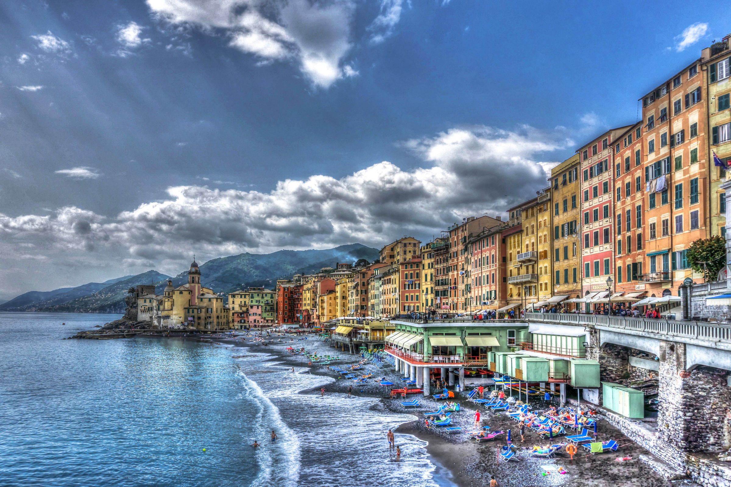 Free download wallpaper Sea, Beach, Italy, City, Coast, Ocean, Hdr, Coastline, Photography on your PC desktop