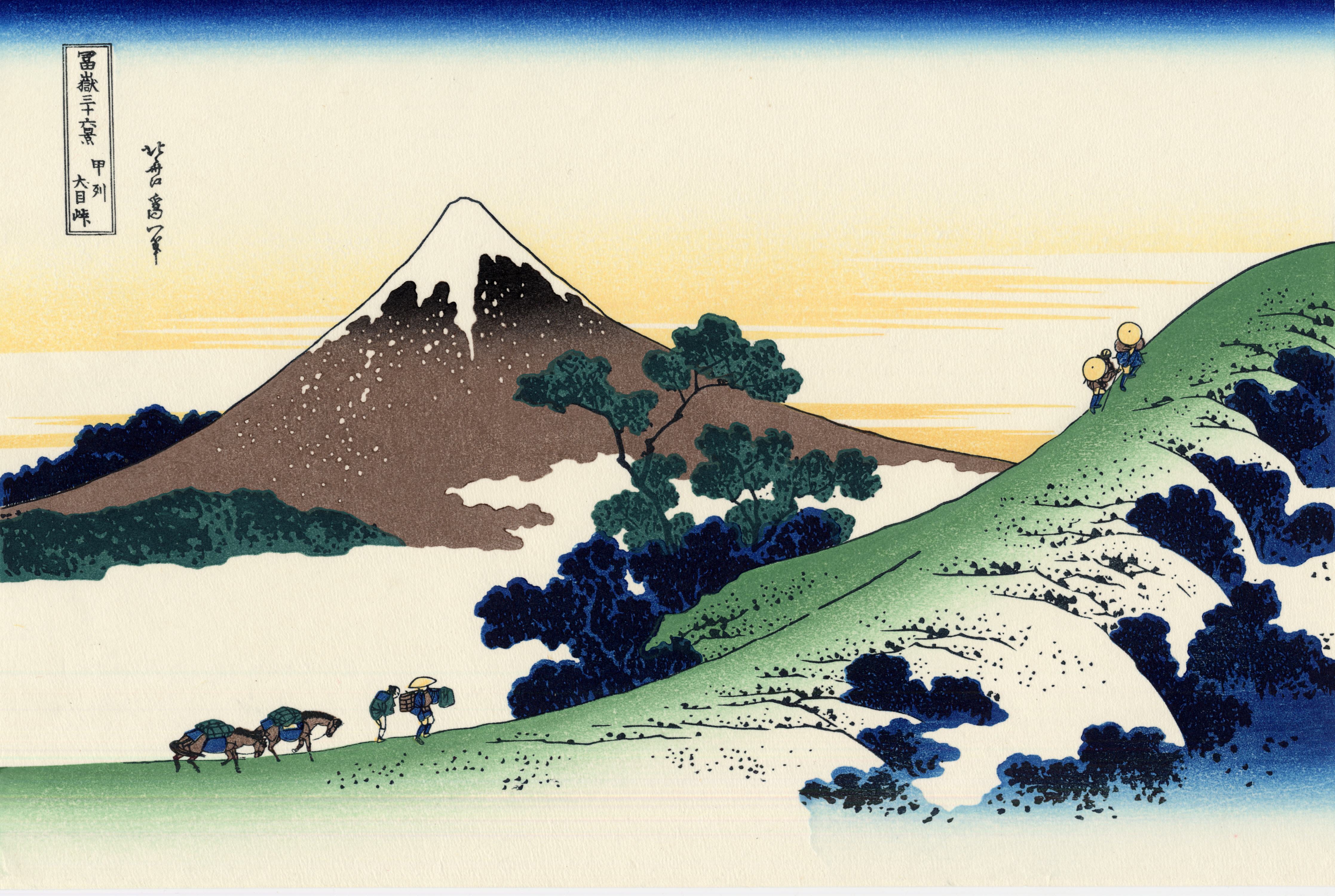 1076816 Hintergrundbild herunterladen künstlerisch, berg, japanisch, landschaft, fujisan, himmel - Bildschirmschoner und Bilder kostenlos