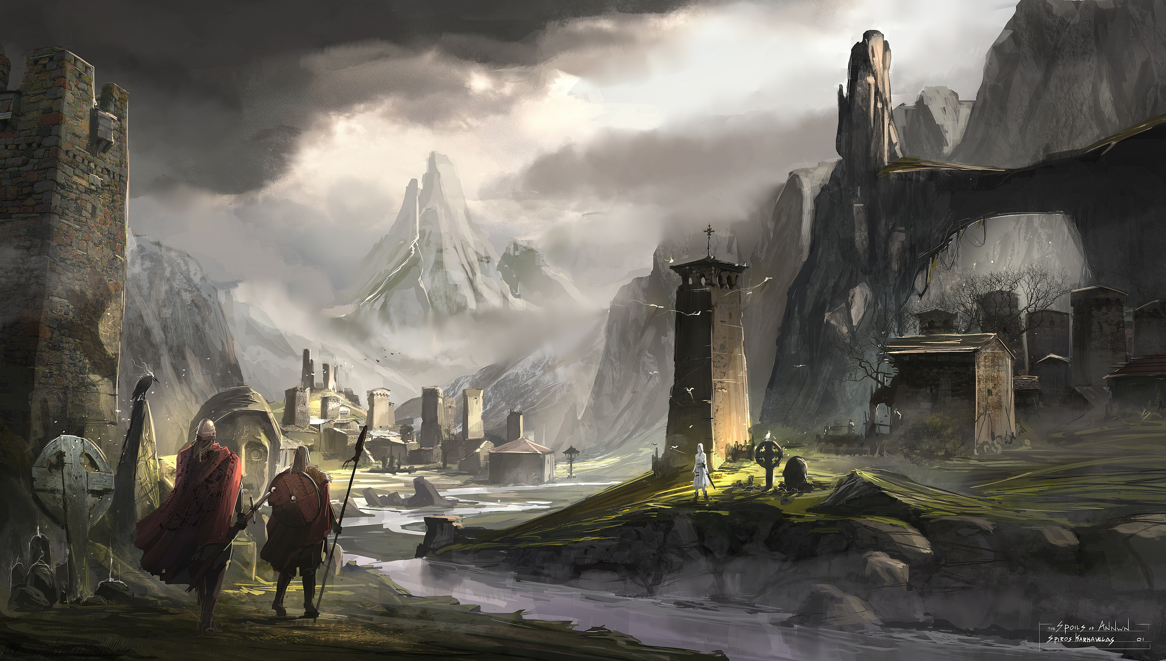 Free download wallpaper Landscape, Fantasy, Warrior on your PC desktop