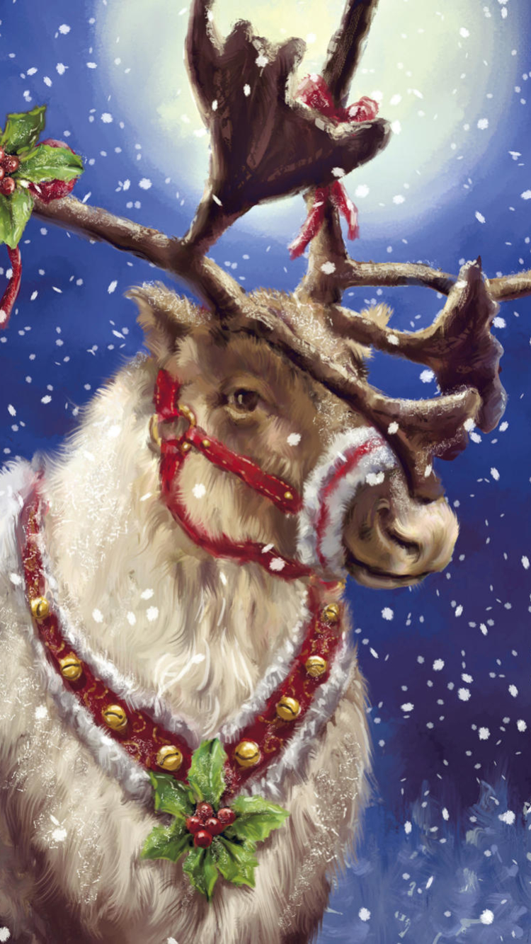 Download mobile wallpaper Christmas, Holiday, Reindeer for free.