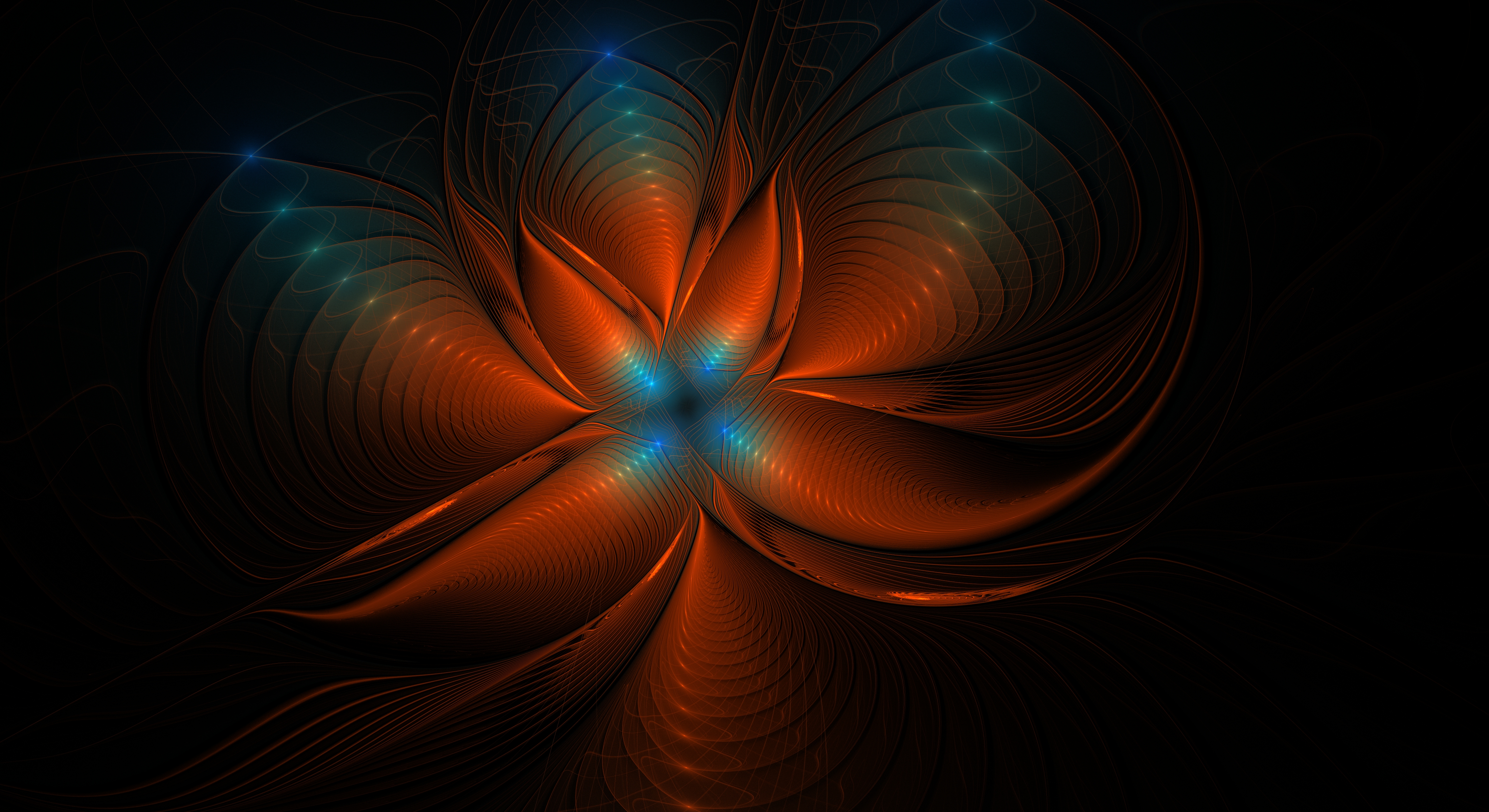 glow, fractal, confused, abstract, blue, brown, intricate UHD