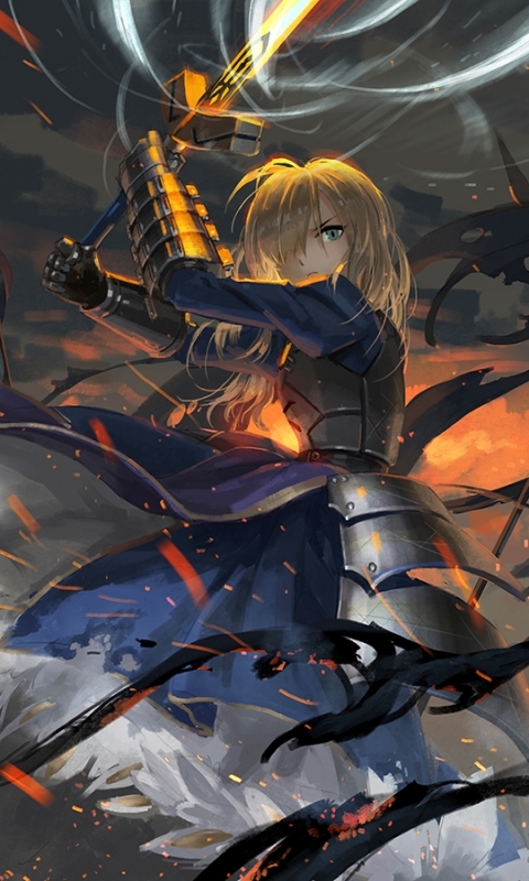 Download mobile wallpaper Anime, Blonde, Armor, Sword, Saber (Fate Series), Fate/stay Night, Woman Warrior, Excalibur, Fate Series for free.