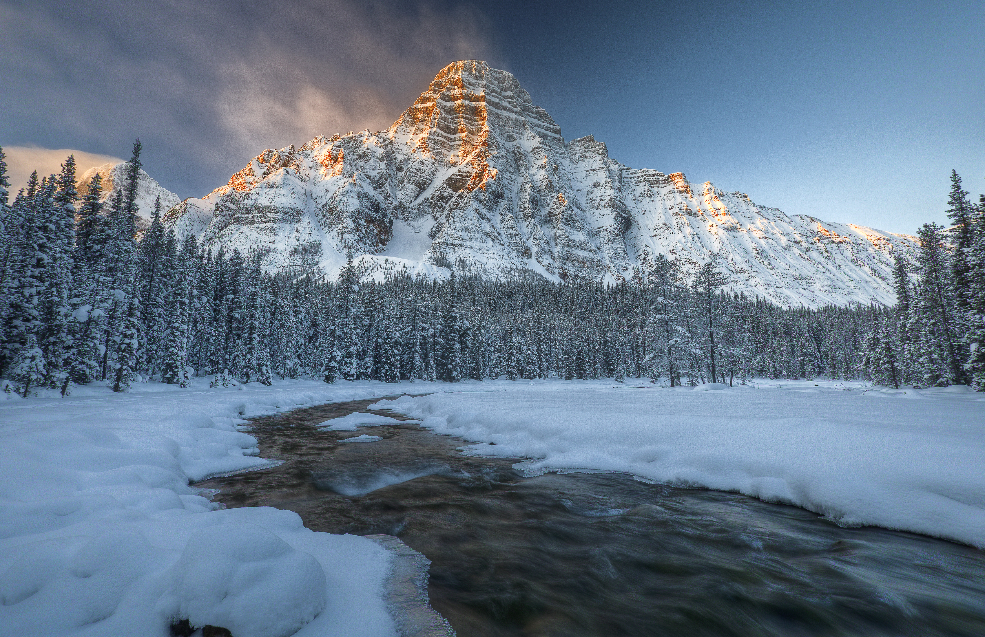 Laden Sie das Winter, Natur, Schnee, Wald, Baum, Fluss, Gebirge, Erde/natur-Bild kostenlos auf Ihren PC-Desktop herunter