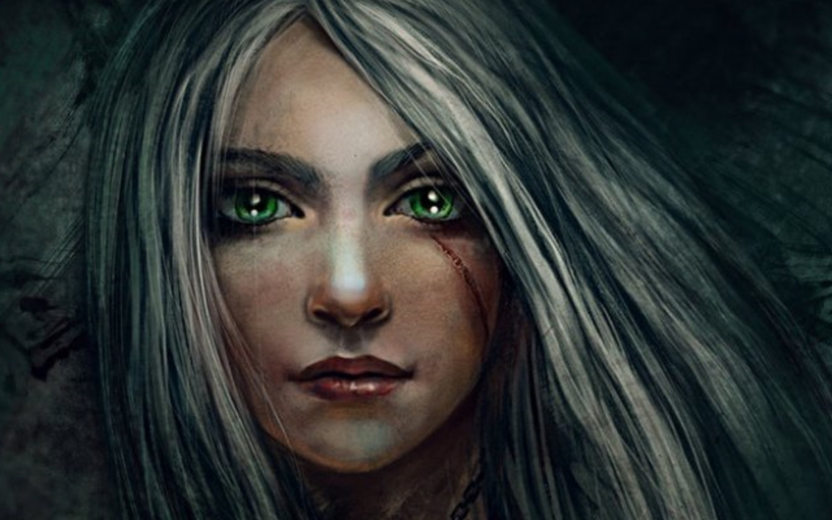 Free download wallpaper Fantasy, Women, Green Eyes, Scar on your PC desktop