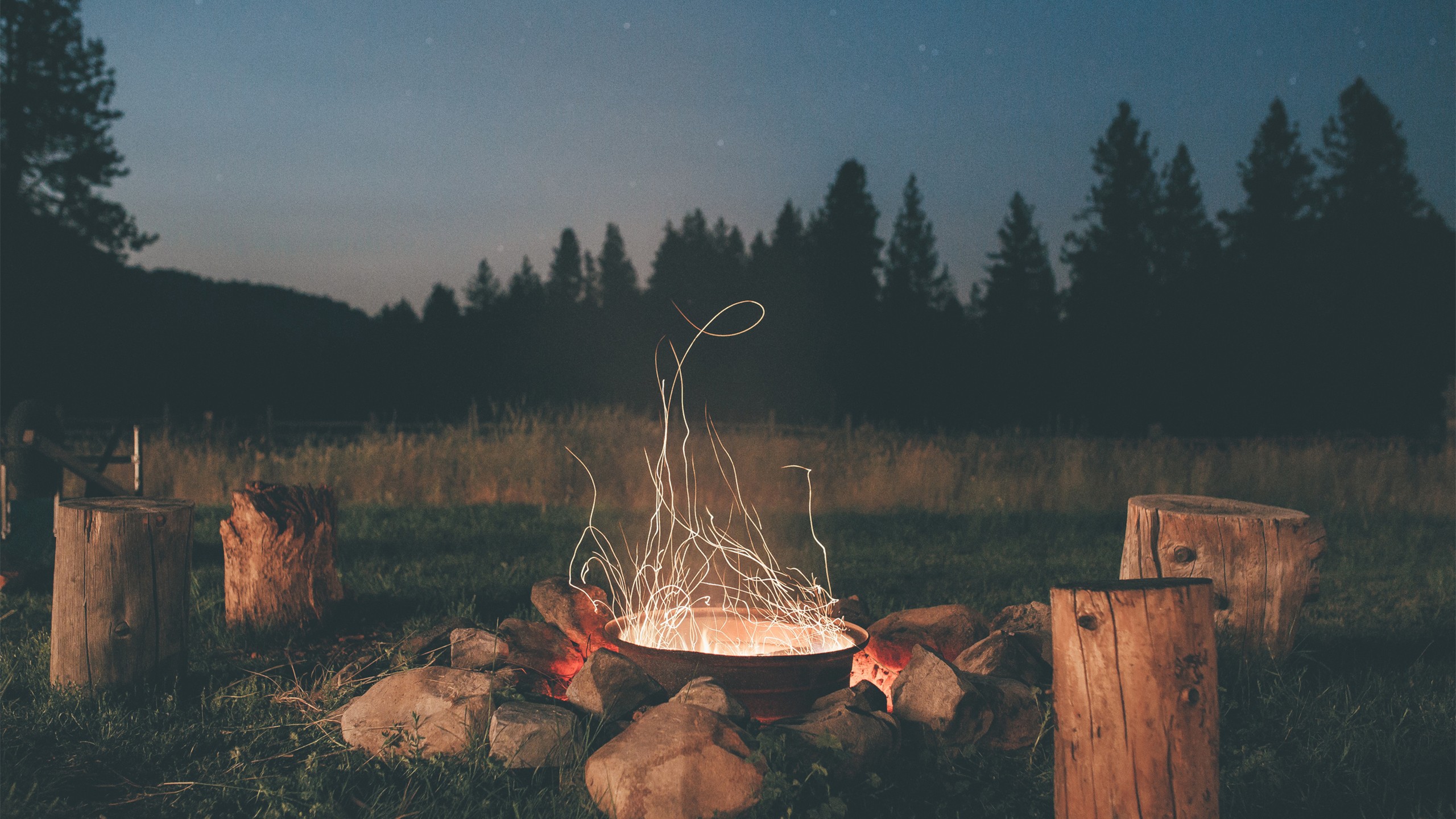 Free download wallpaper Fire, Forest, Evening, Photography on your PC desktop