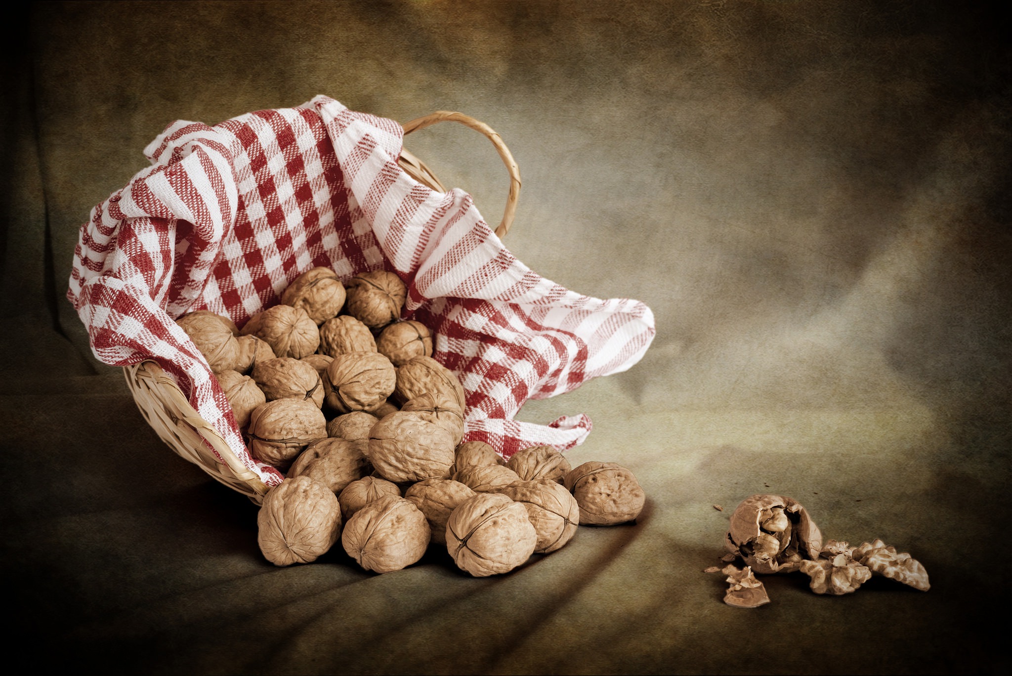 walnut, food, basket, nut