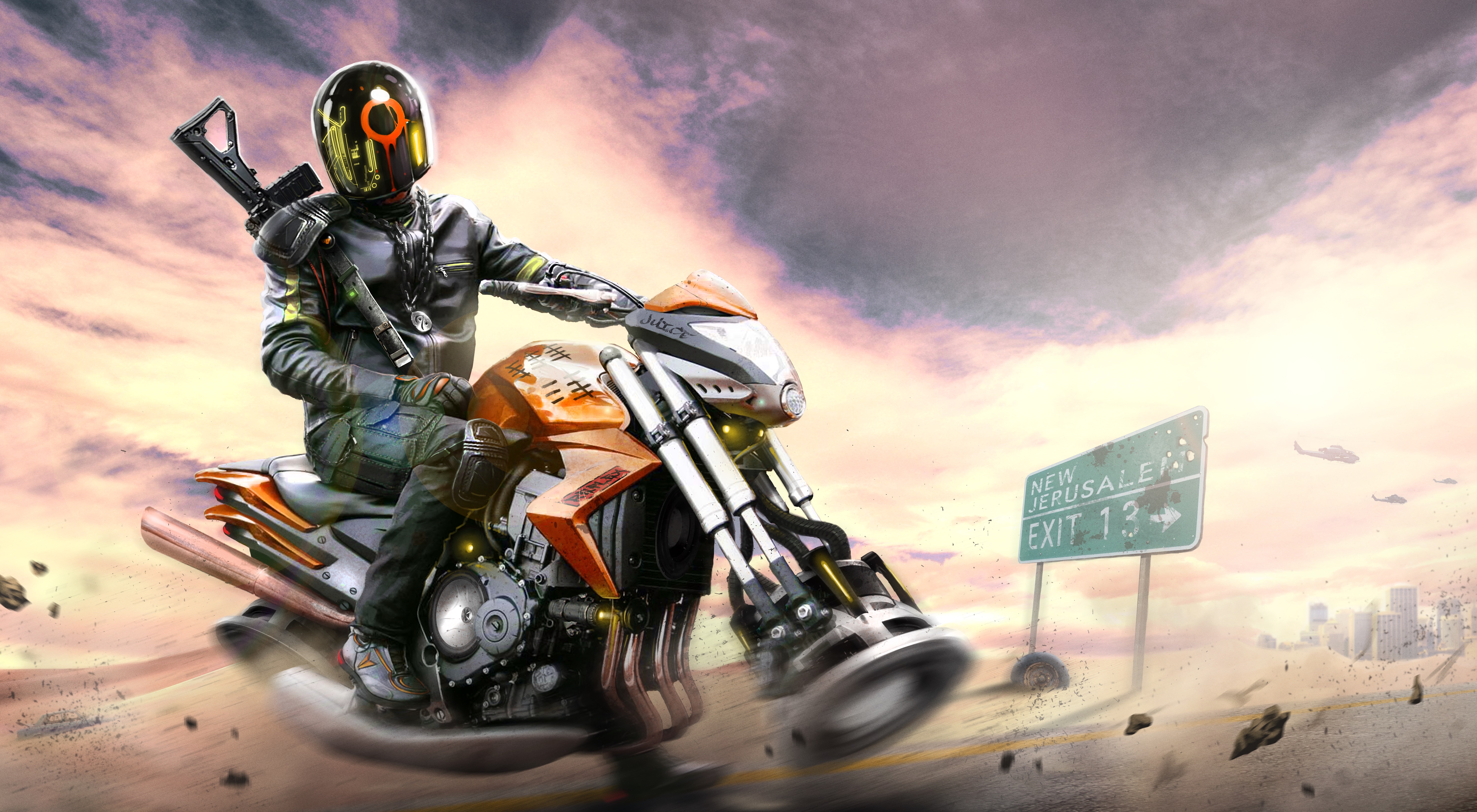 Free download wallpaper Sand, Helmet, Motorcycle, Warrior, Sci Fi, Futuristic, Vehicle on your PC desktop