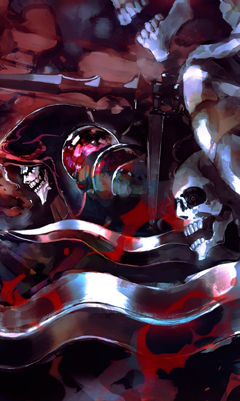 Download mobile wallpaper Anime, Overlord, Skull, Skeleton, Dagger, Ainz Ooal Gown for free.