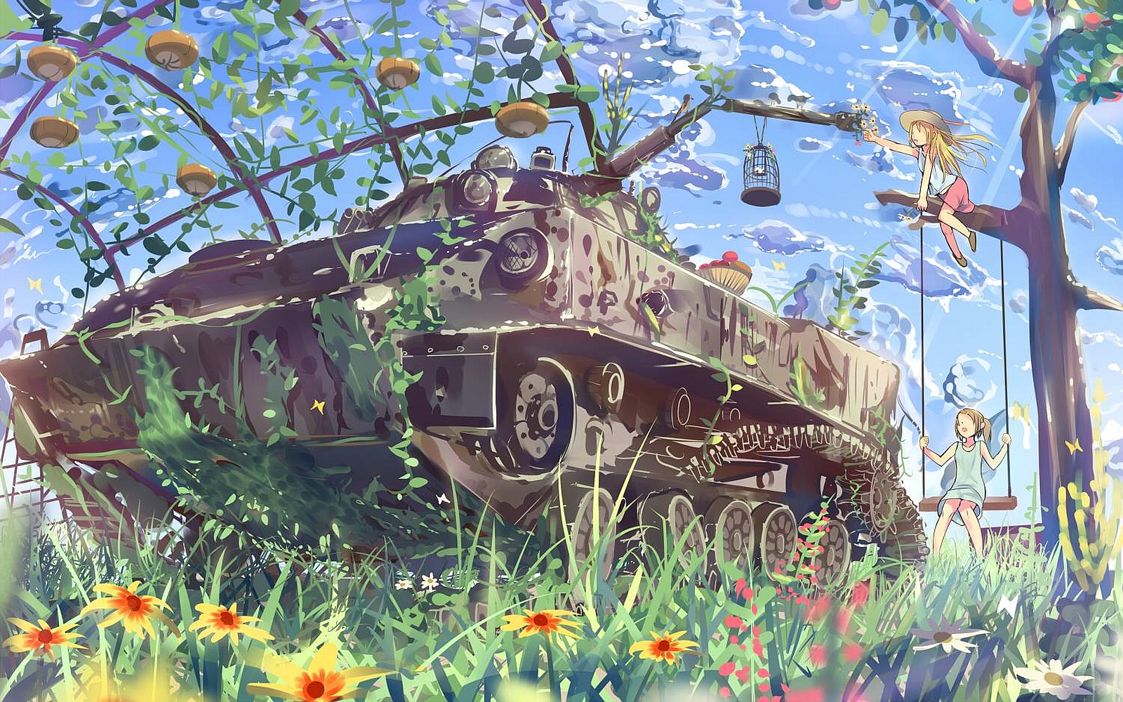 Free download wallpaper Anime, Military, Tank on your PC desktop