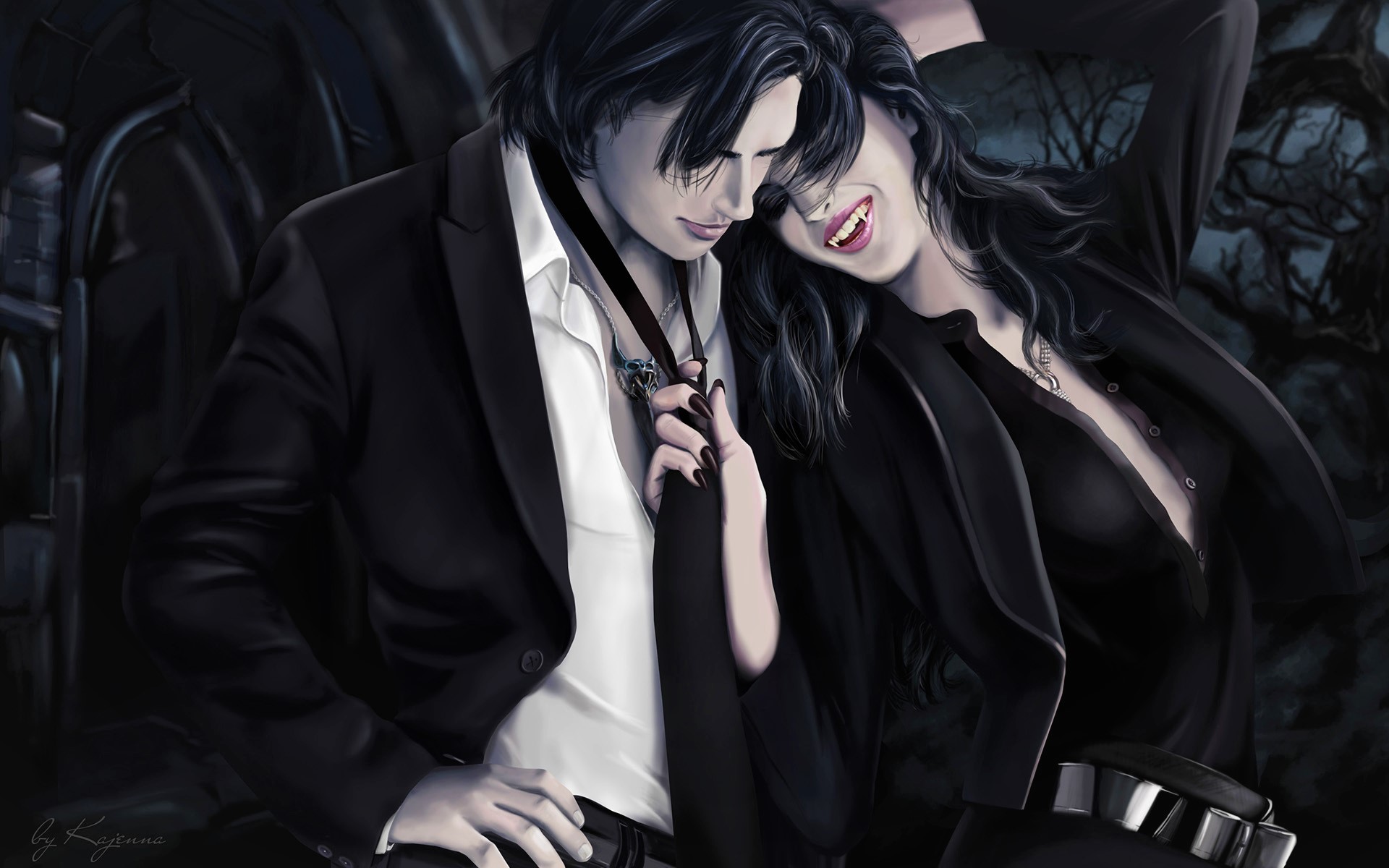 Laden Sie das Fantasie, Liebe, Paar, Vampir, Romantisch-Bild kostenlos auf Ihren PC-Desktop herunter