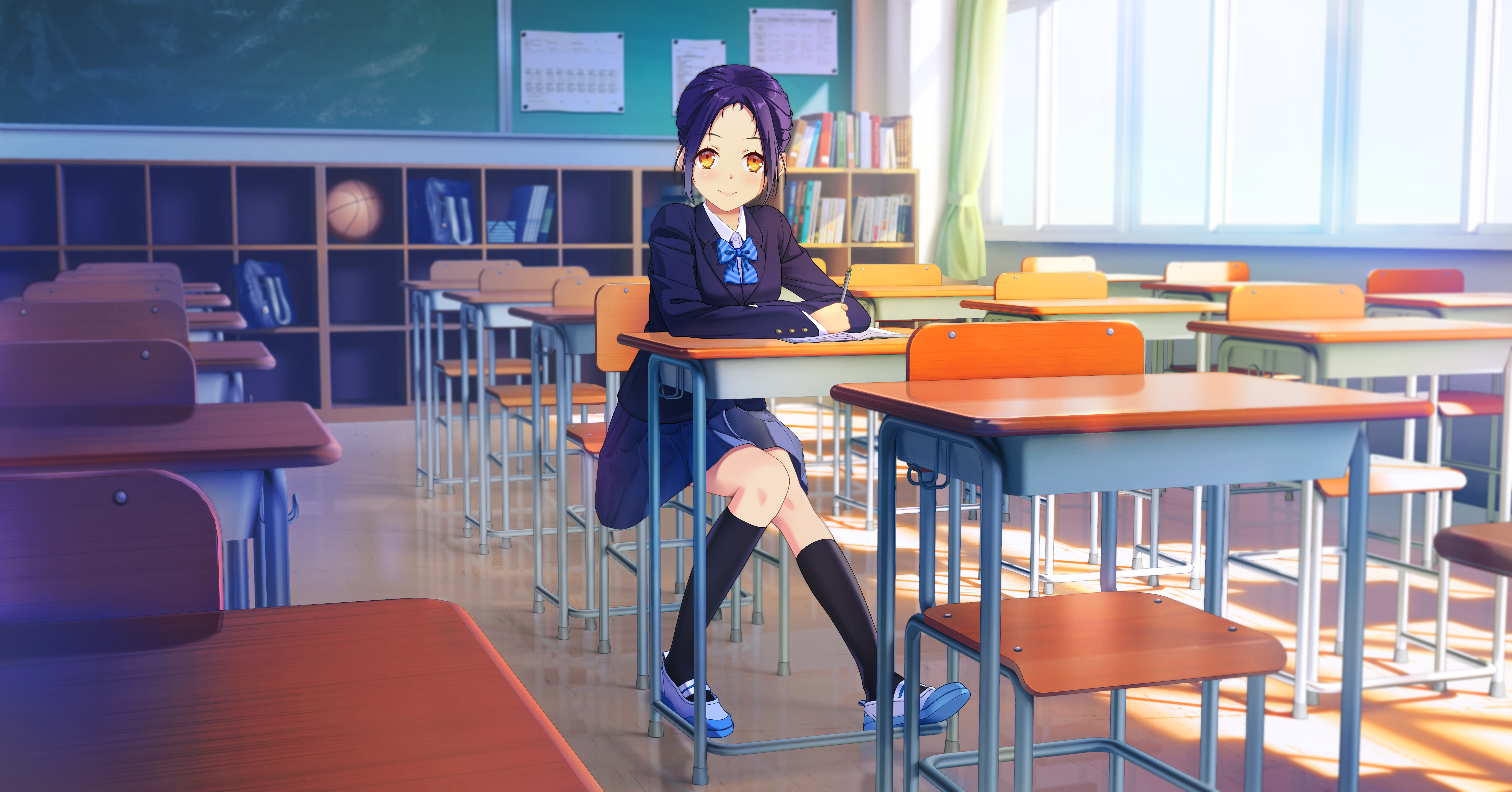 anime, girl, classroom, school