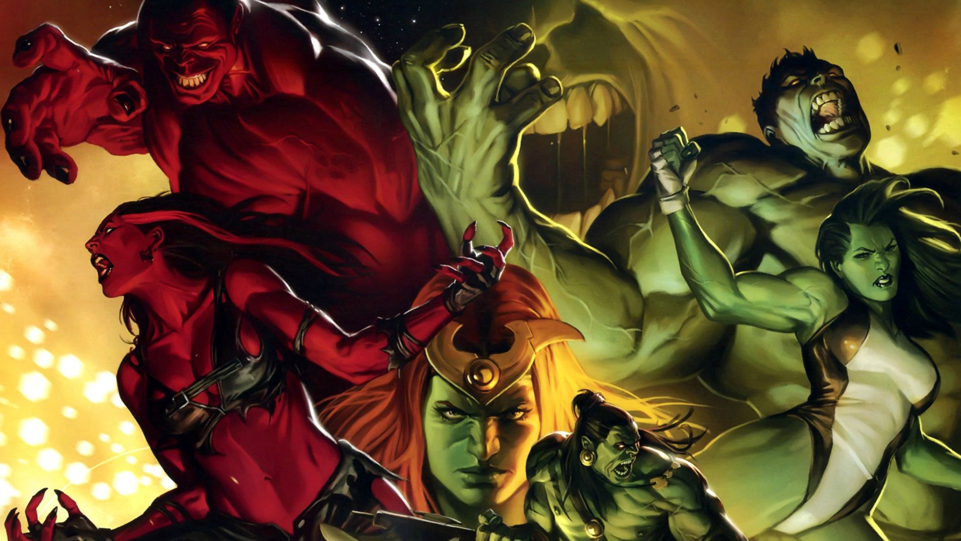 comics, hulk, red hulk, red she hulk, she hulk