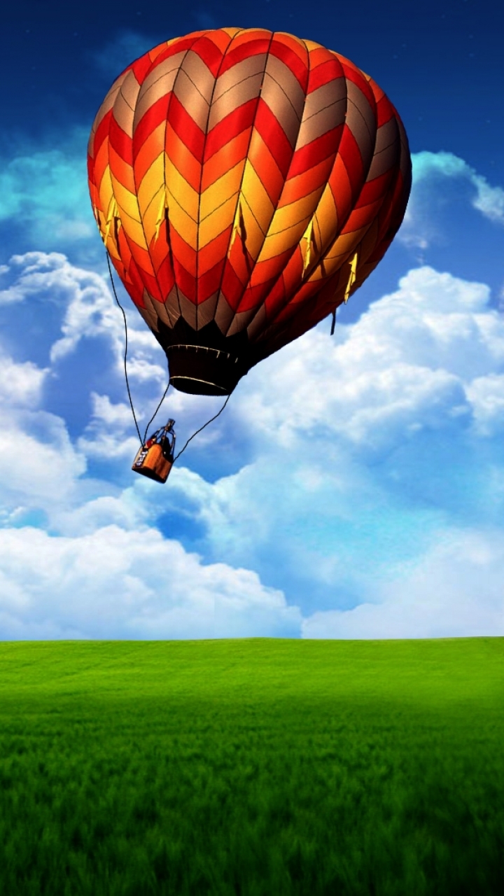 Download mobile wallpaper Sky, Earth, Balloon, A Dreamy World for free.