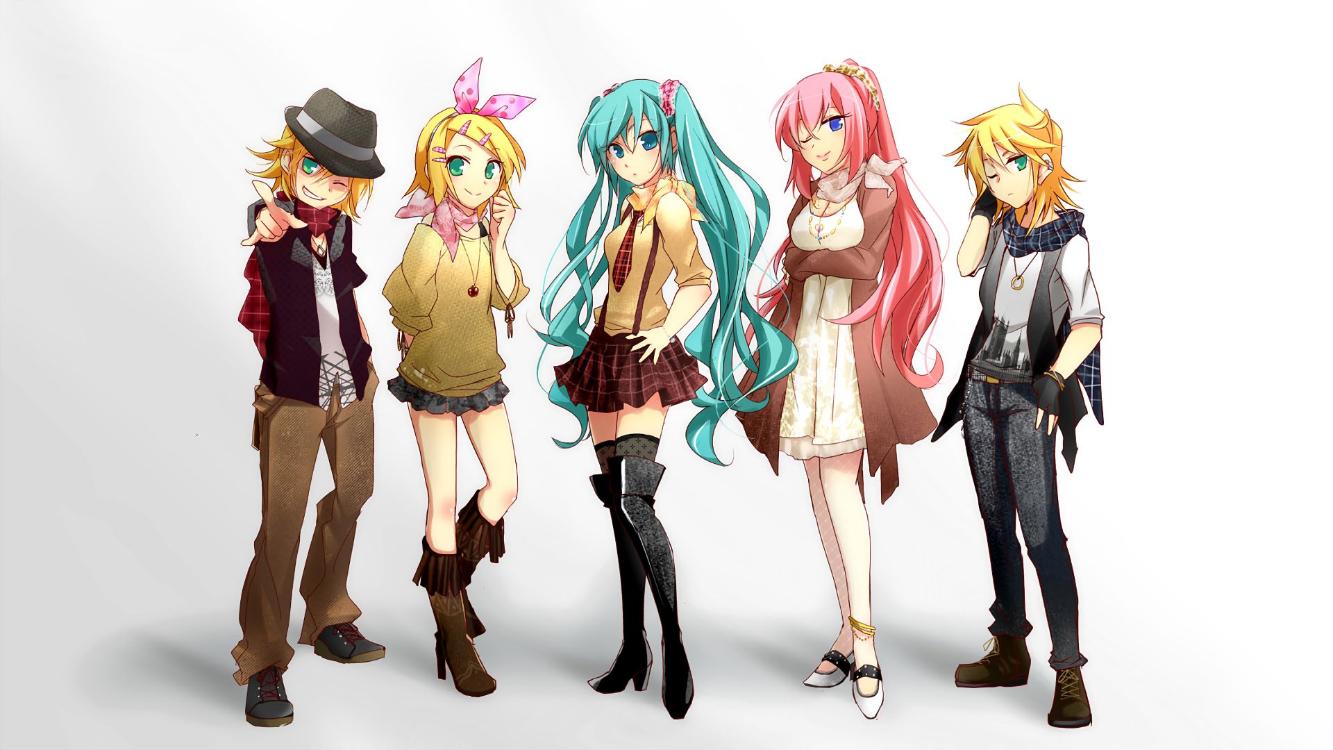 Baixe gratuitamente a imagem Anime, Vocaloid, Hatsune Miku, Luka Megurine, Rin Kagamine, Len Kagamine na área de trabalho do seu PC