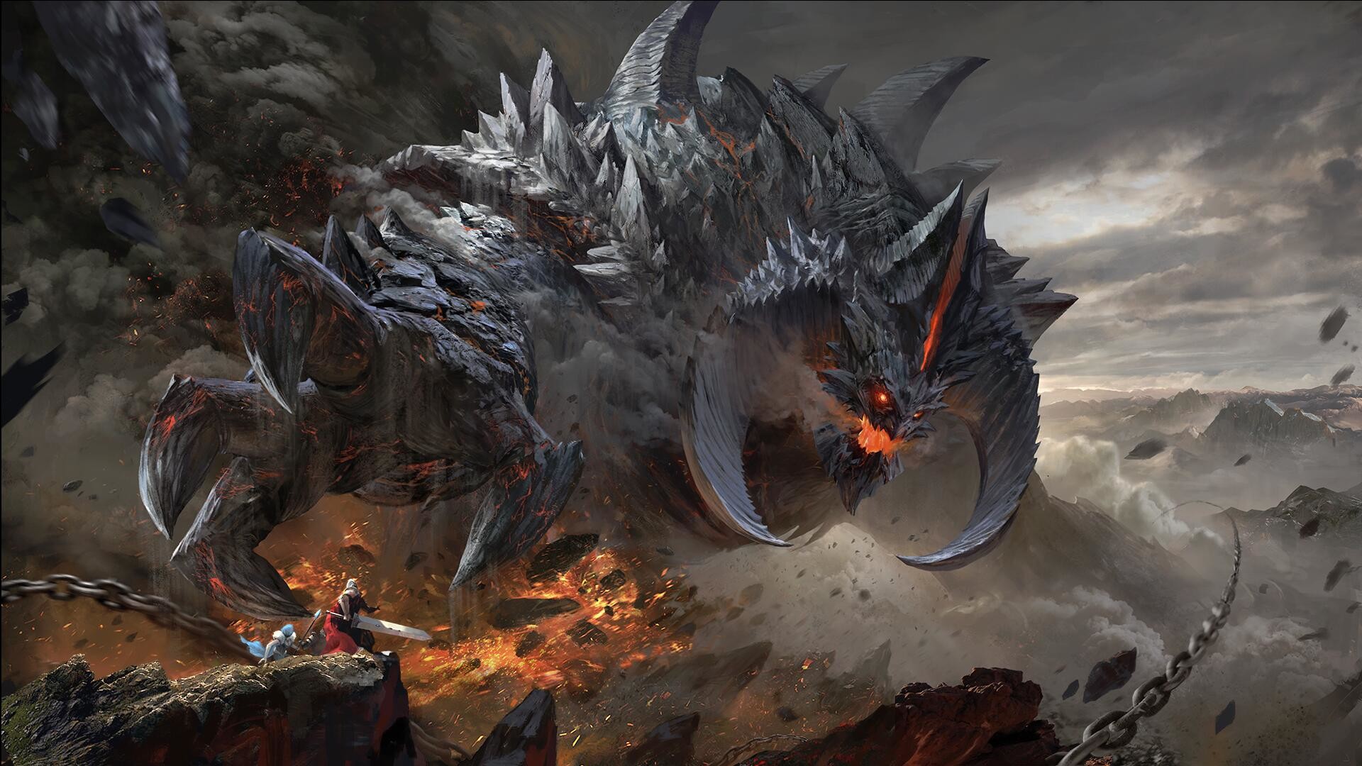Download mobile wallpaper Fantasy, Battle, Chain, Demon for free.