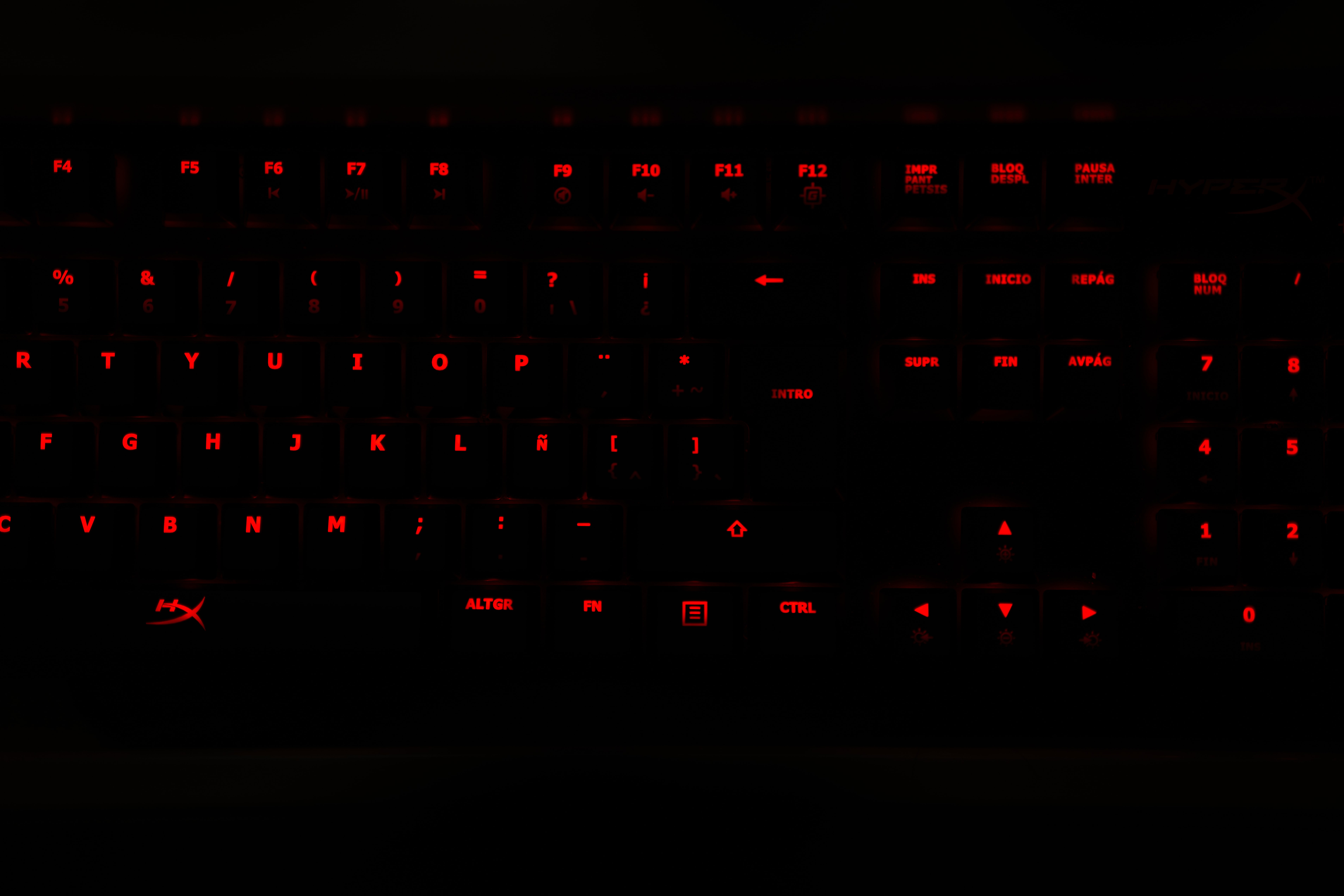 Desktop FHD dark, backlight, illumination, keys, letters, keyboard