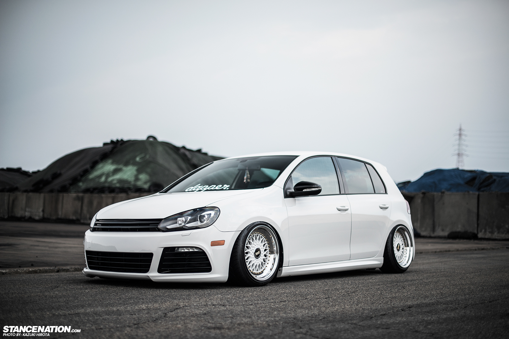 Download mobile wallpaper Stanced Vw Golf Gti, Volkswagen, Vehicles for free.
