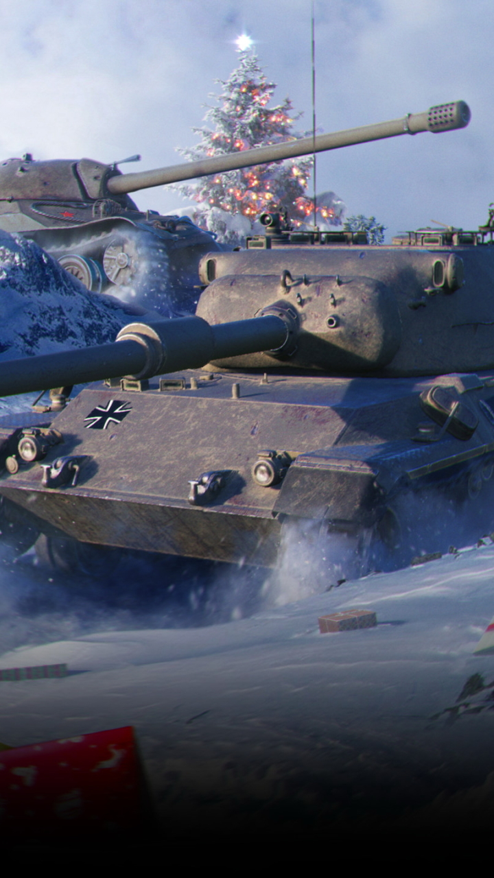 Download mobile wallpaper World Of Tanks, Christmas, Christmas Tree, Tank, Video Game for free.