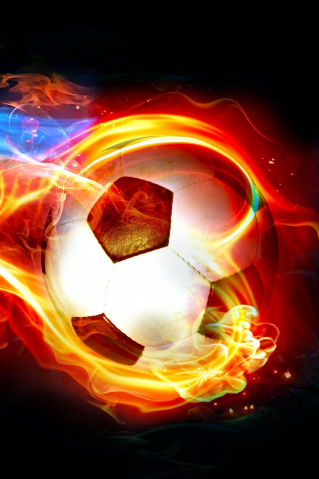 Download mobile wallpaper Sports, Fire, Flame, Ball, Soccer, Manipulation for free.