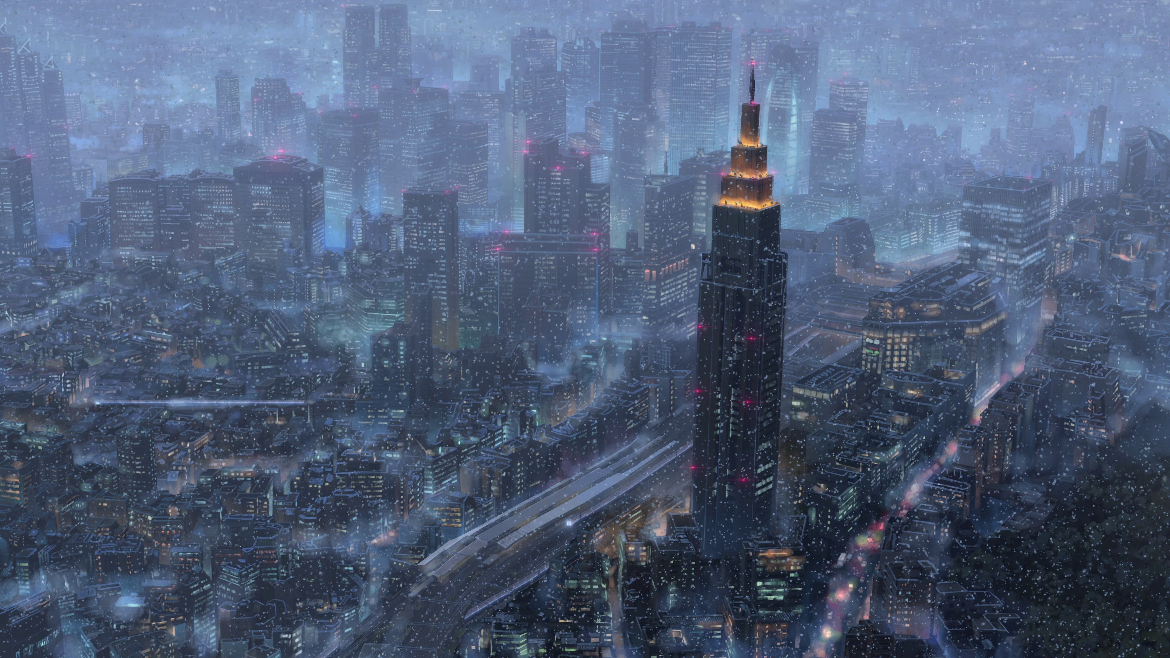 856391 baixar papel de parede anime, your name, cidade, kimi no na wa, noite, queda de neve, tóquio - protetores de tela e imagens gratuitamente