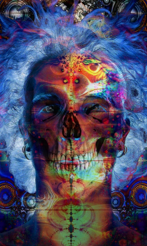 Download mobile wallpaper Dark, Artistic, Skull, Psychedelic for free.