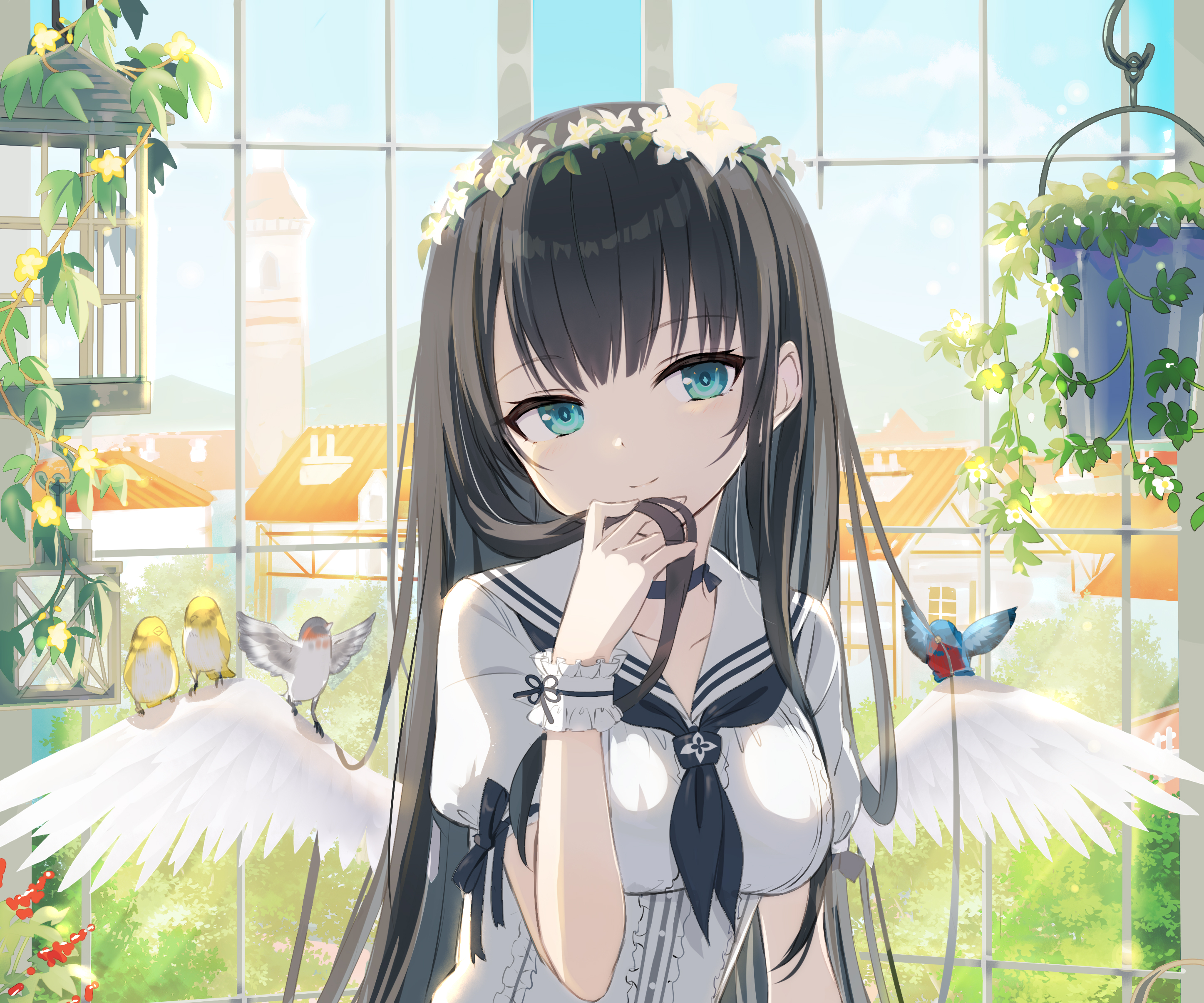 Download mobile wallpaper Anime, Angel, Black Hair for free.