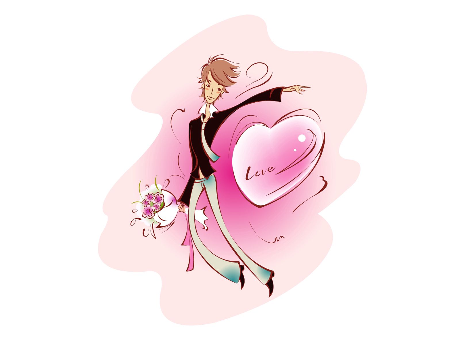 art, love, picture, drawing, bouquet, heart, confession, guy