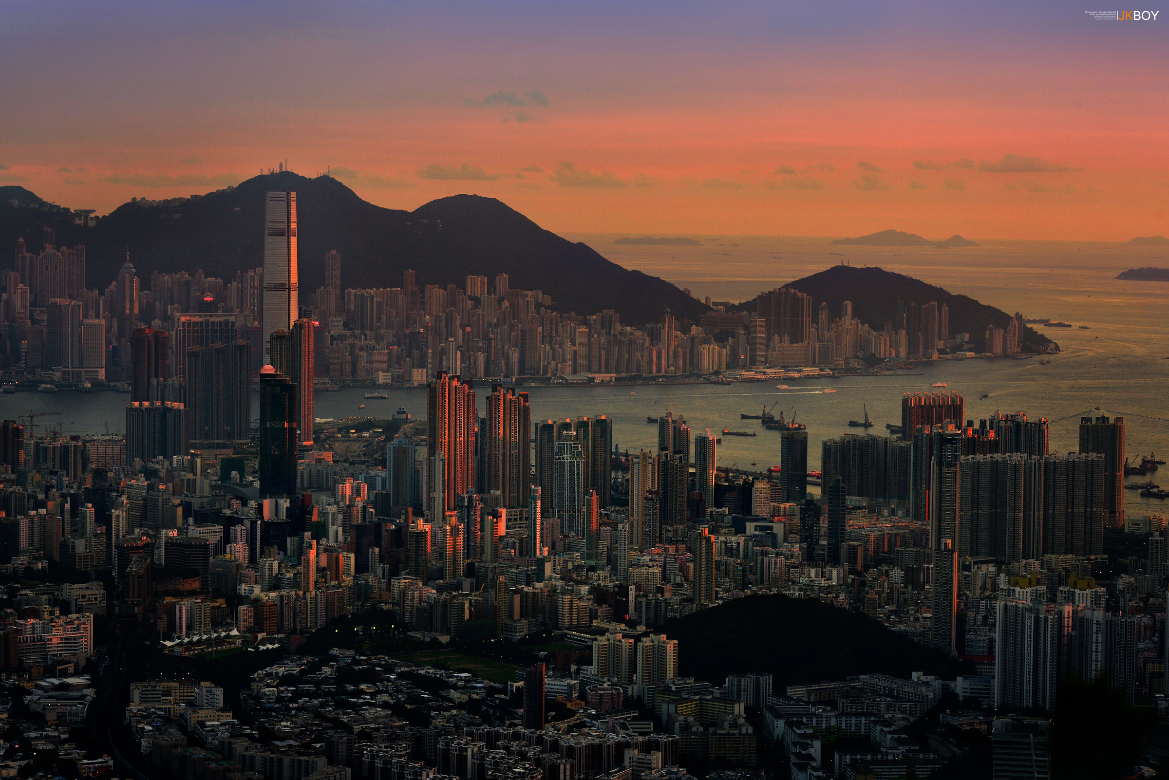 megapolis, sunset, man made, hong kong, china, harbor, landscape, sea, cities HD wallpaper