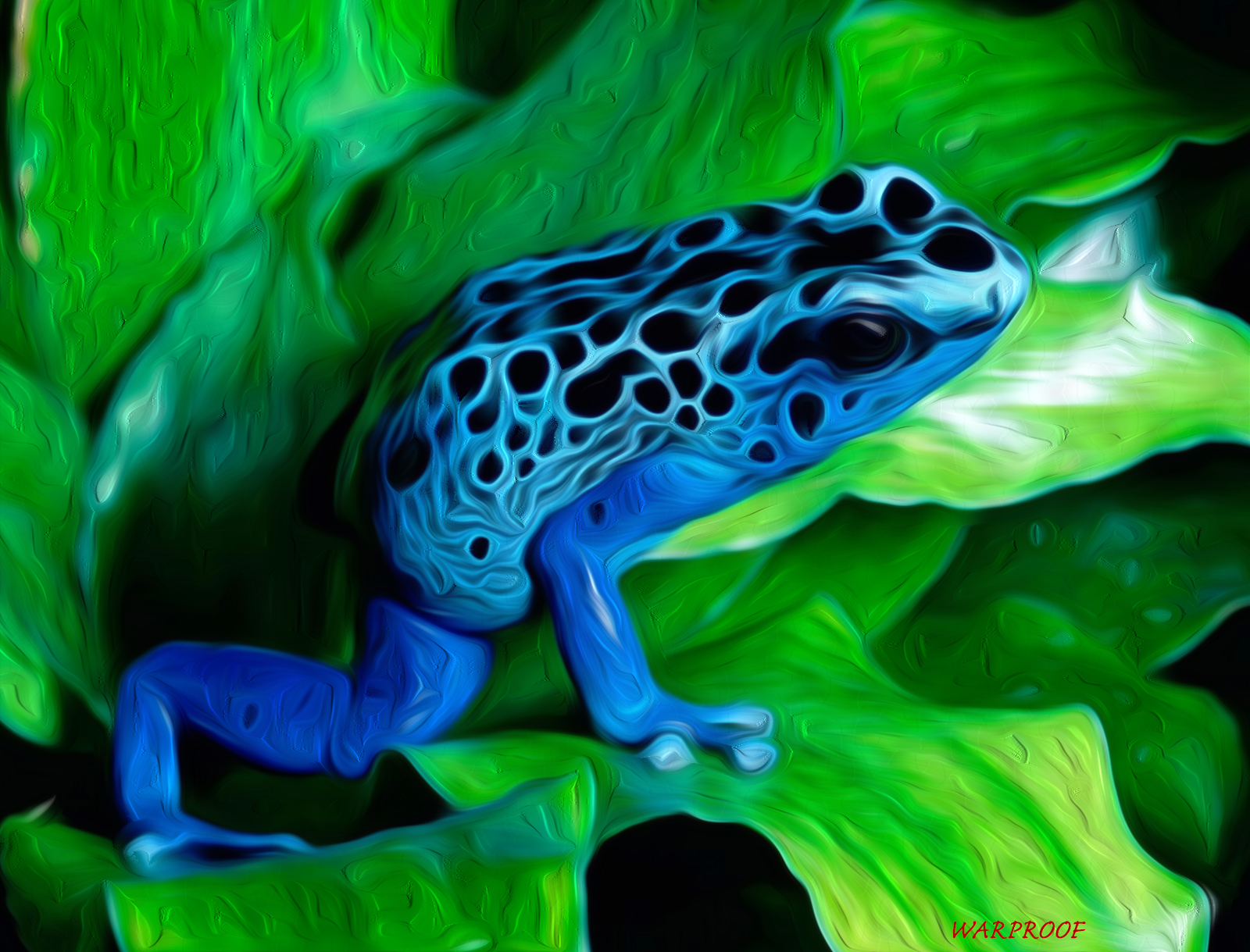 animal, poison dart frog, frog, oil painting, frogs