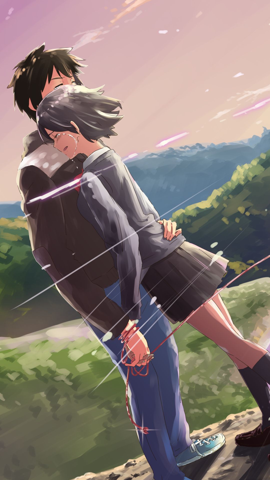 Handy-Wallpaper Animes, Your Name Gestern Heute Und Für Immer, Kimi No Na Wa, Mitsuha Miyamizu, Taki Tachibana kostenlos herunterladen.