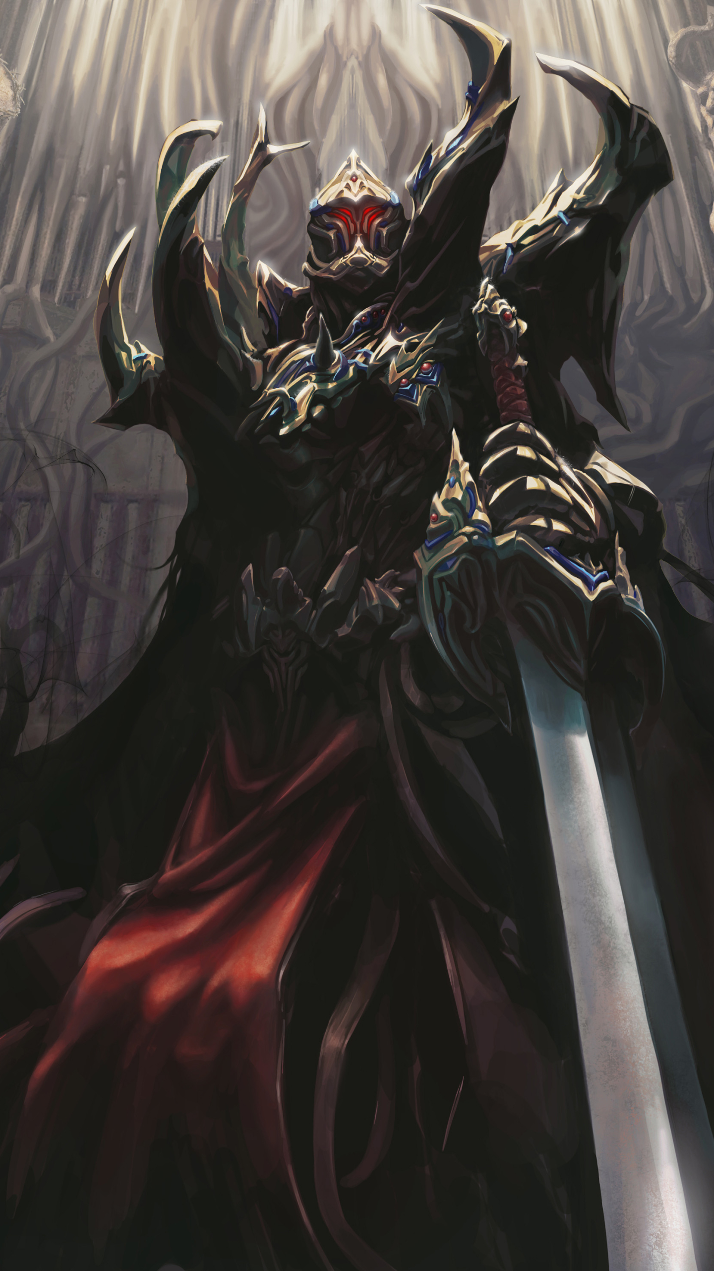 Download mobile wallpaper Dark, Warrior, Knight, Armor, Sword for free.