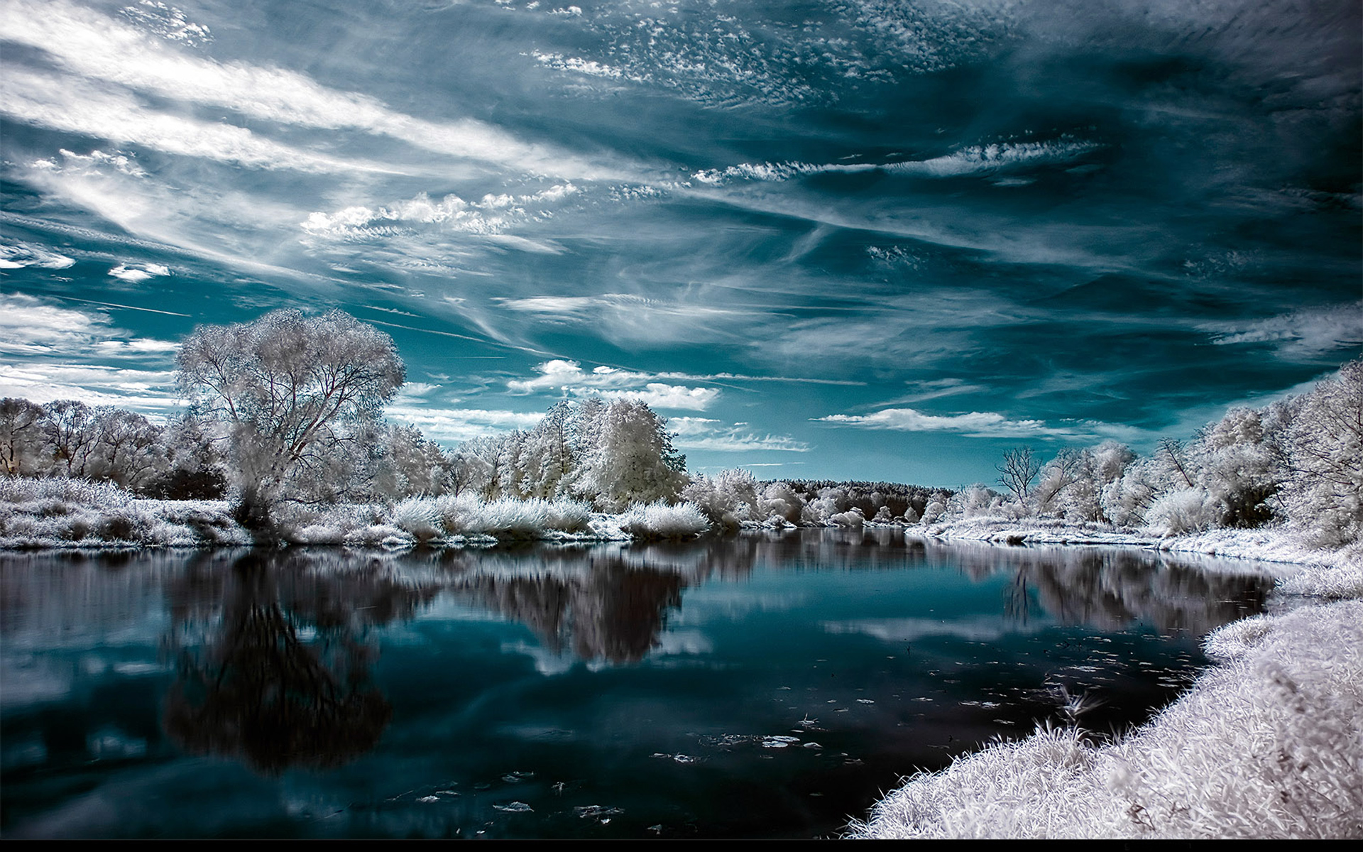 645953 descargar imagen tierra/naturaleza, invierno, cielo, reflejo, agua: fondos de pantalla y protectores de pantalla gratis