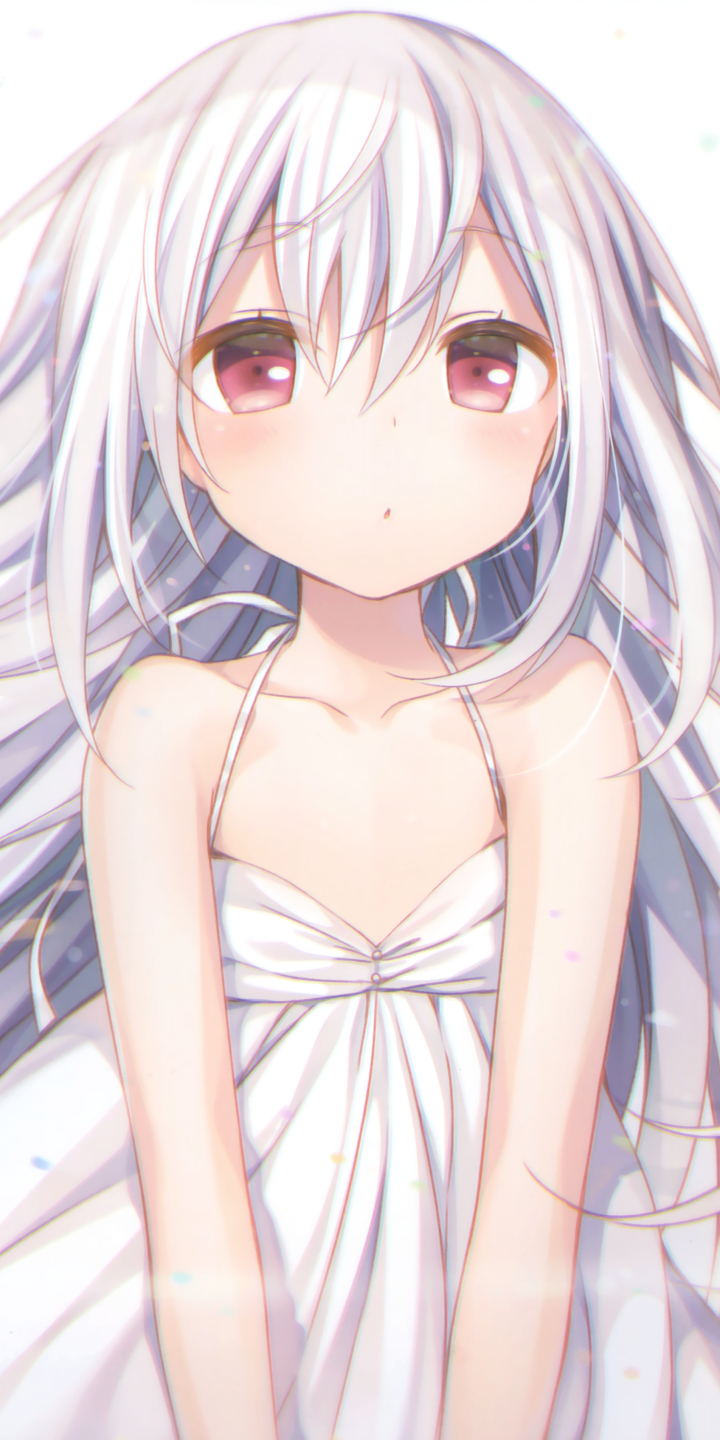 Download mobile wallpaper Anime, Dress, Original, Red Eyes, White Hair for free.