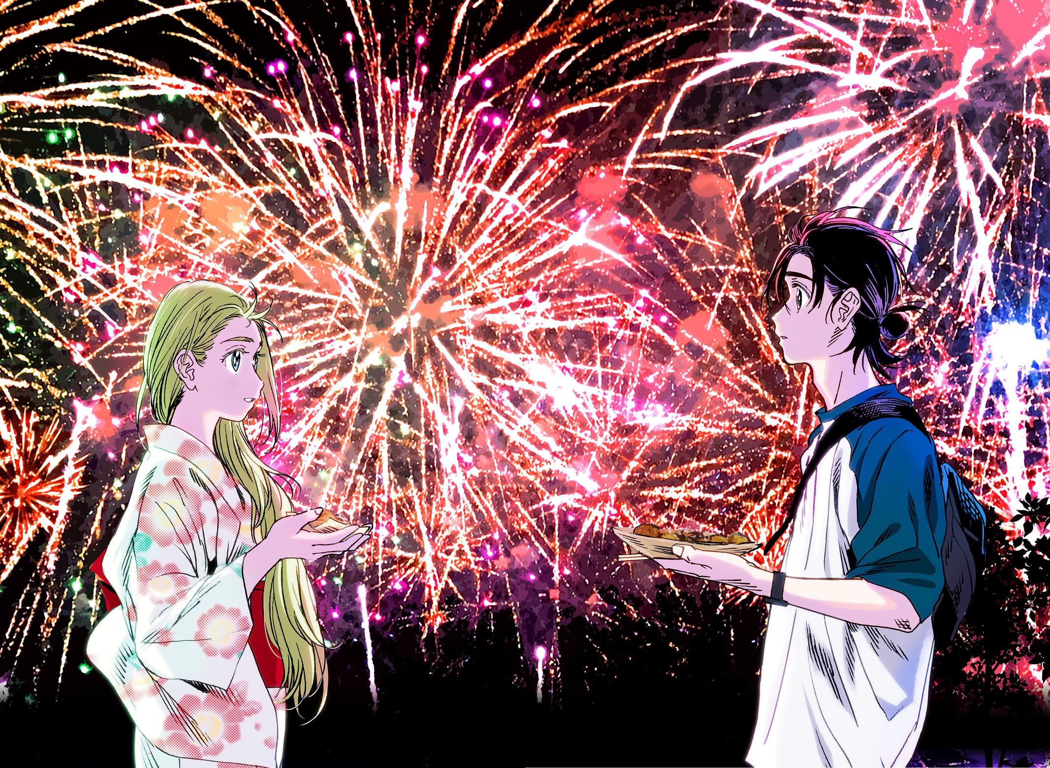 Download mobile wallpaper Anime, Fireworks, Shinpei Ajiro, Ushio Kofune, Summer Time Rendering for free.