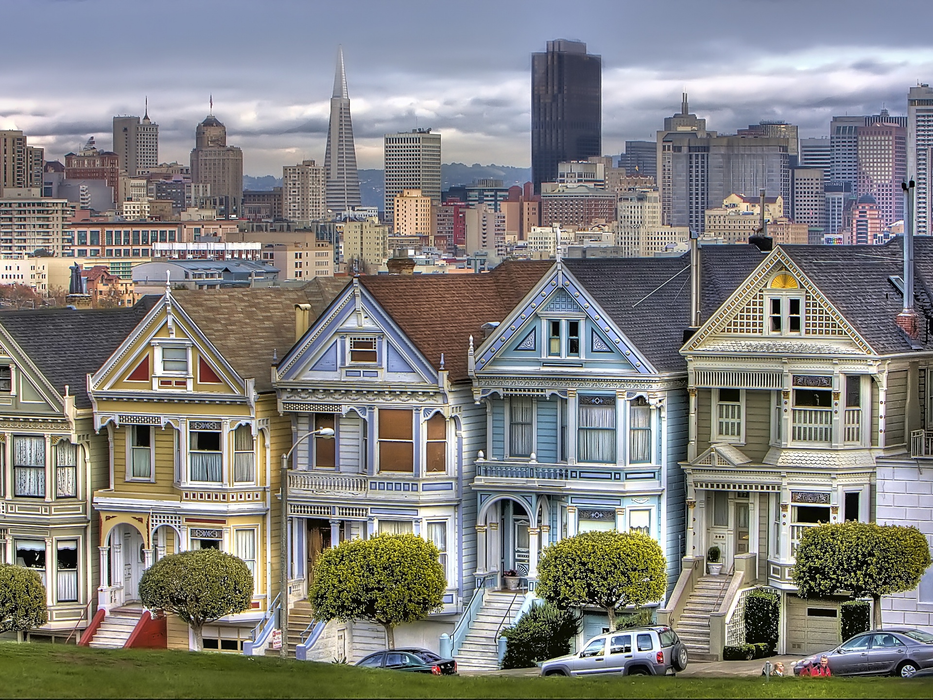 san francisco, the painted ladies, man made, house, street