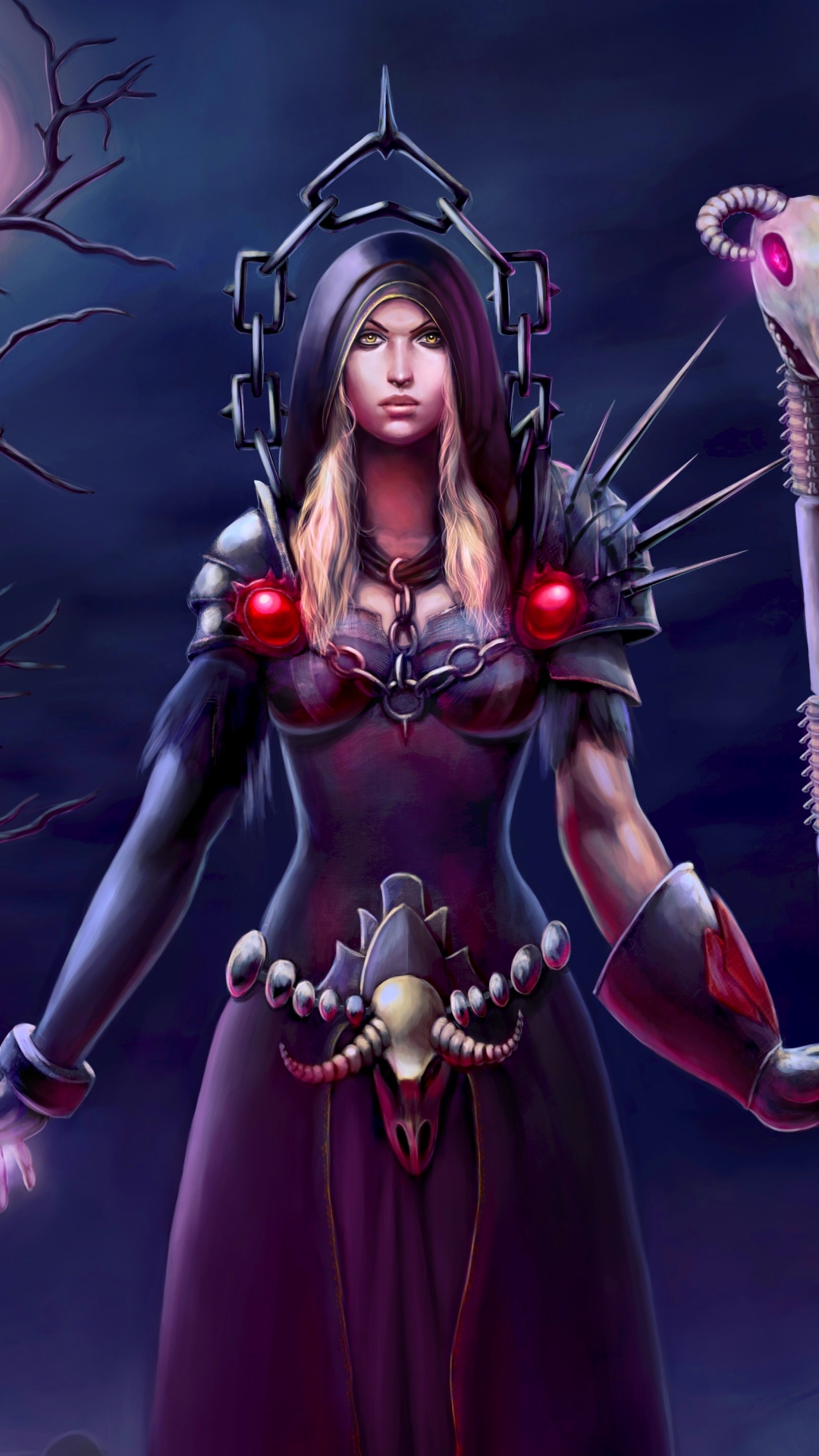 Download mobile wallpaper Fantasy, Night, Warrior, Witch for free.