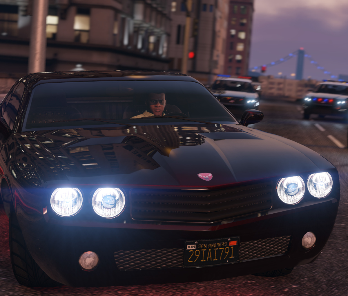 Download mobile wallpaper Video Game, Grand Theft Auto, Grand Theft Auto V, Franklin Clinton, Police Car for free.