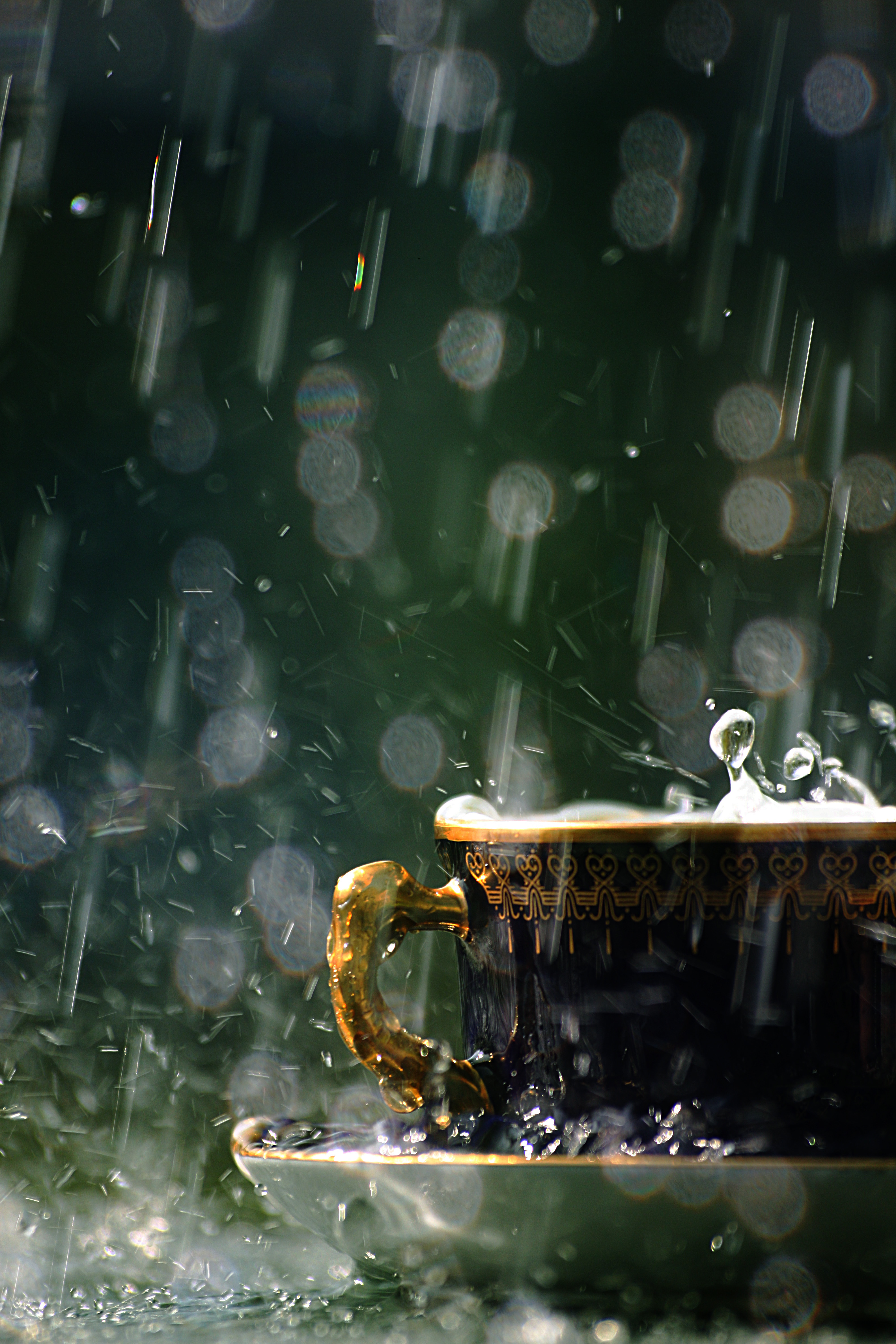 rain, drops, background, cups HD wallpaper