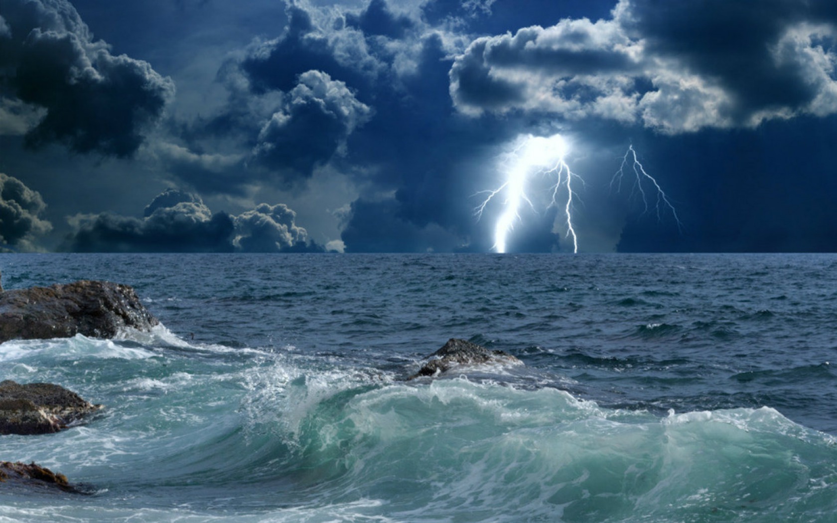 PCデスクトップに海, 地平線, 海洋, 青い, 地球, 嵐, 空, 雷, クラウド画像を無料でダウンロード