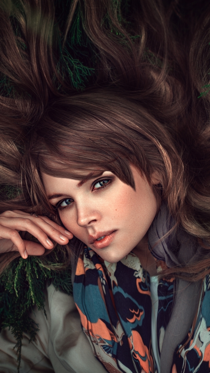 無料モバイル壁紙ブルネット, モデル, 女性, 緑の目, 髪, アナスタシヤ・スケグロワをダウンロードします。