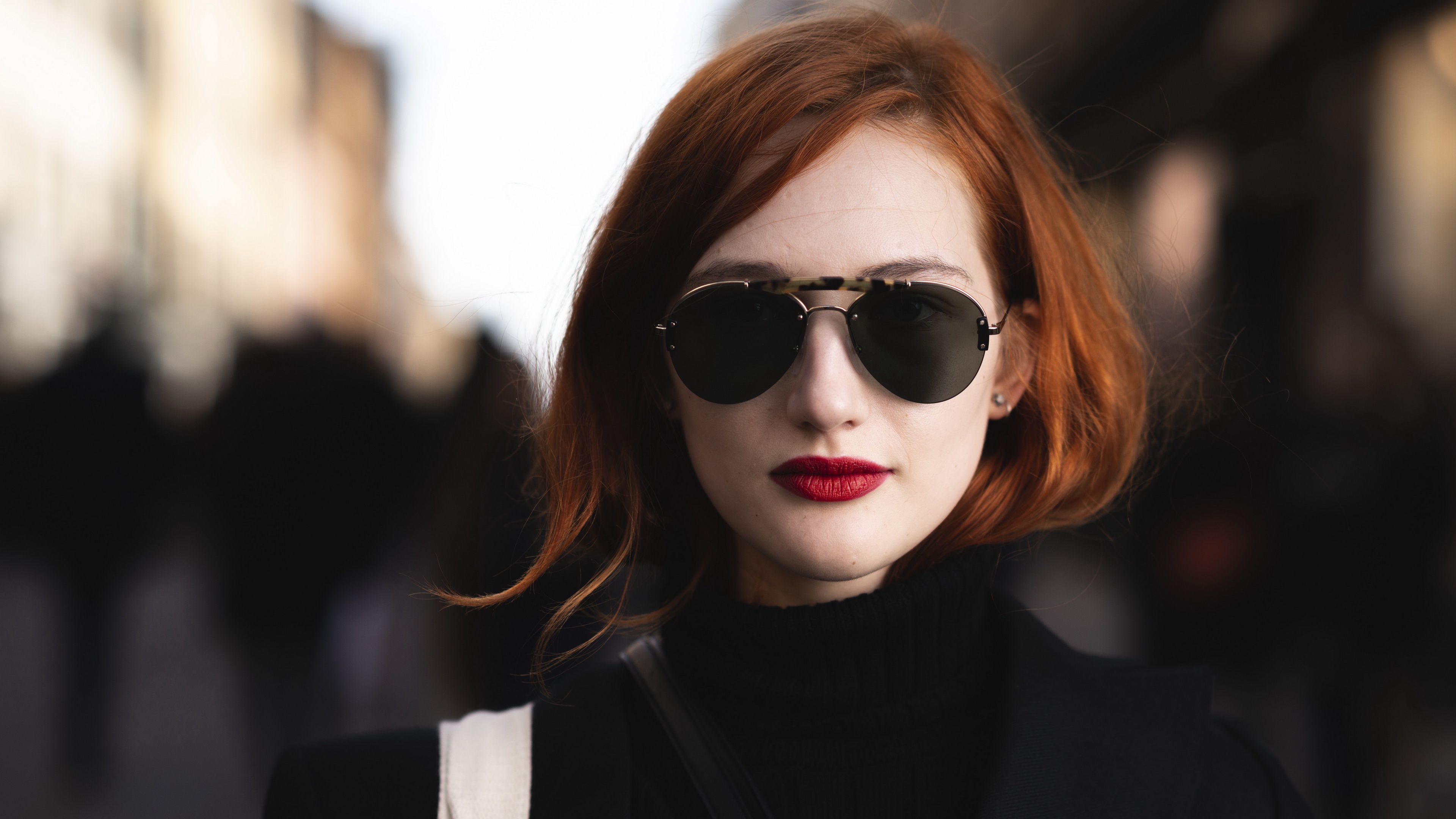 Free download wallpaper Redhead, Portrait, Face, Sunglasses, Model, Women, Lipstick on your PC desktop