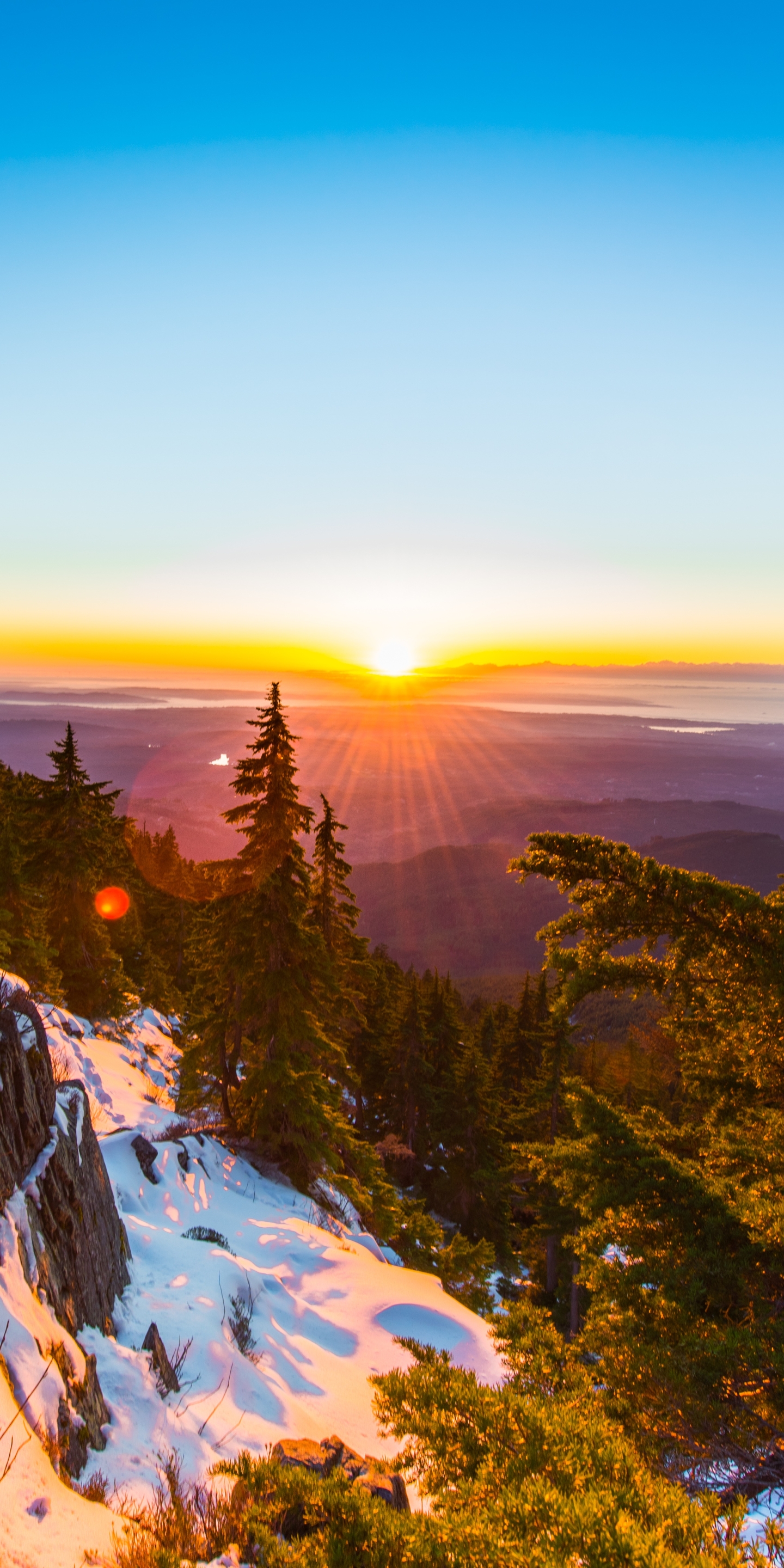 Handy-Wallpaper Landschaft, Natur, Horizont, Sonnenaufgang, Sonnenstrahl, Erde/natur, Sonnenbohne kostenlos herunterladen.