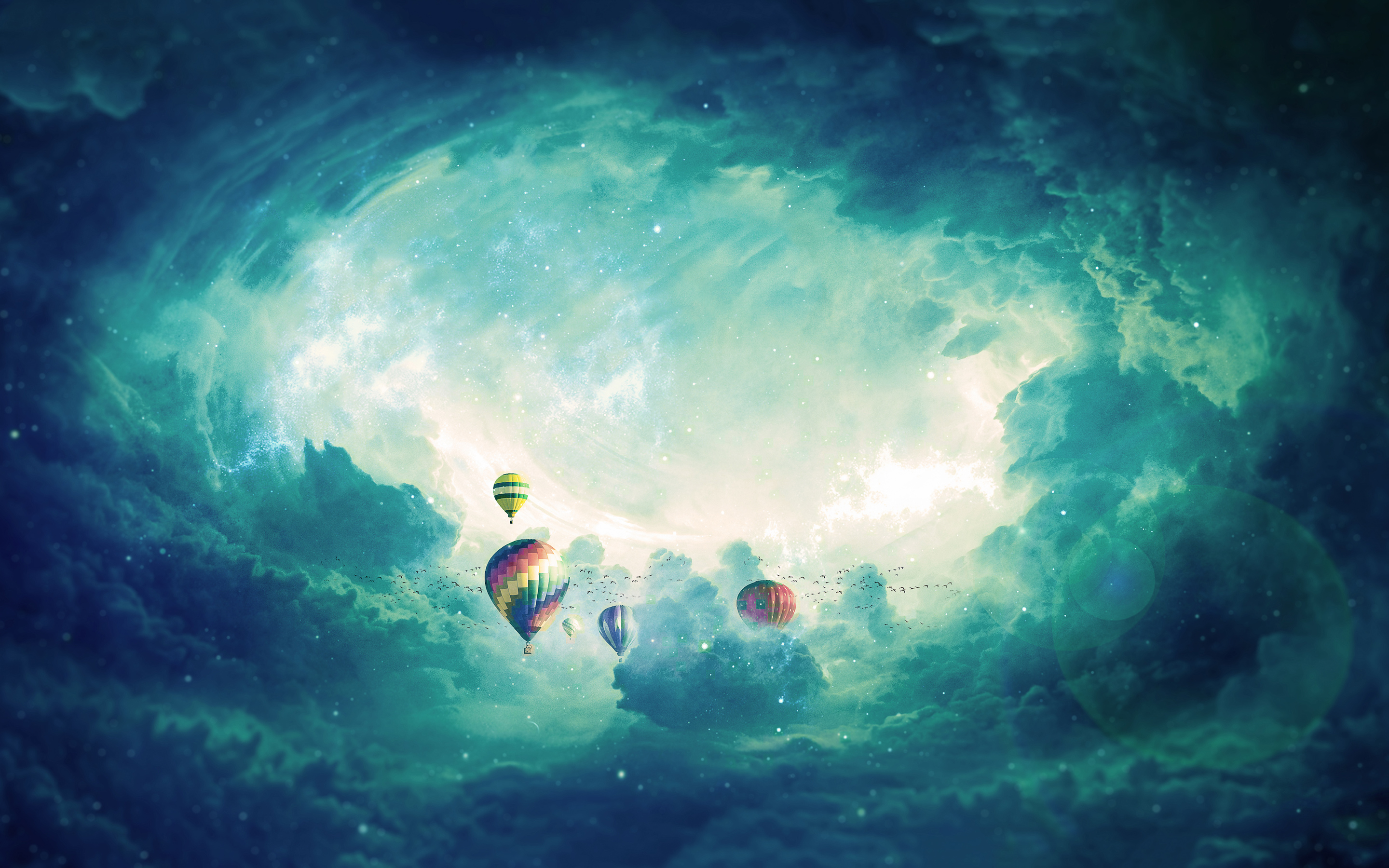 clouds, balloons, art, surrealism