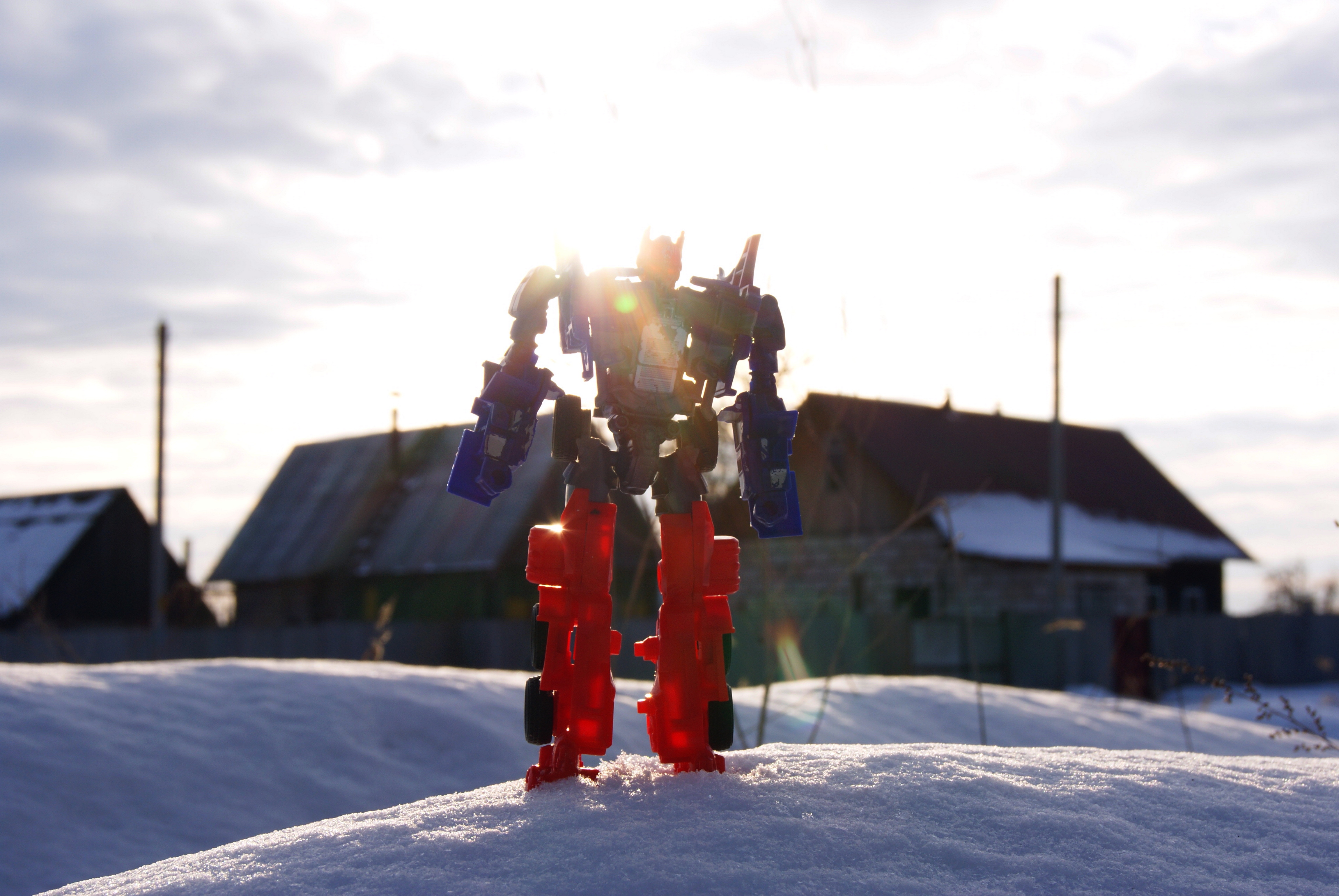 Download mobile wallpaper Winter, Snow, Transformers, Toy, Robot, Man Made for free.