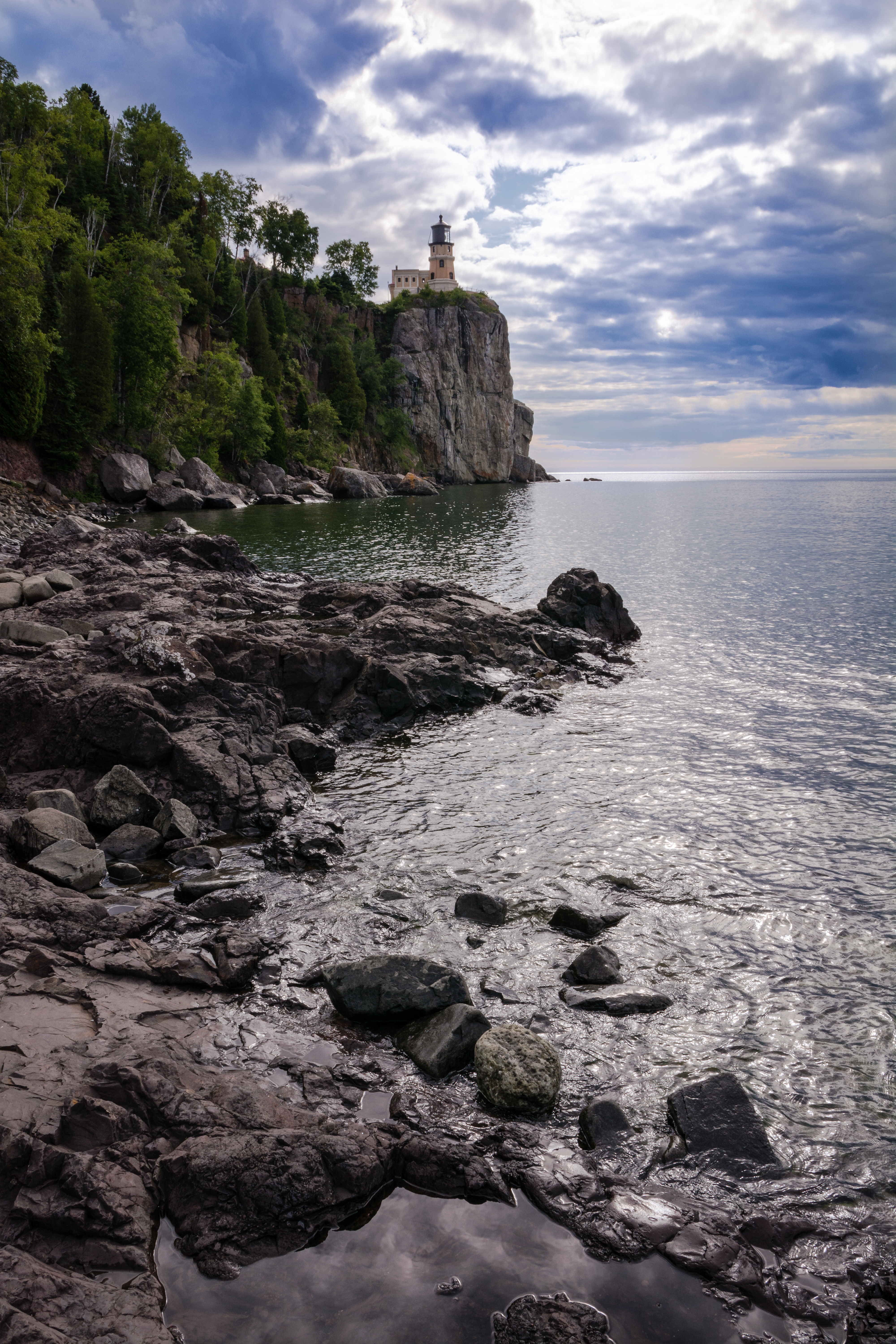 Download mobile wallpaper Bank, Shore, Rock, Cliff, Nature, Lighthouse, Sea for free.
